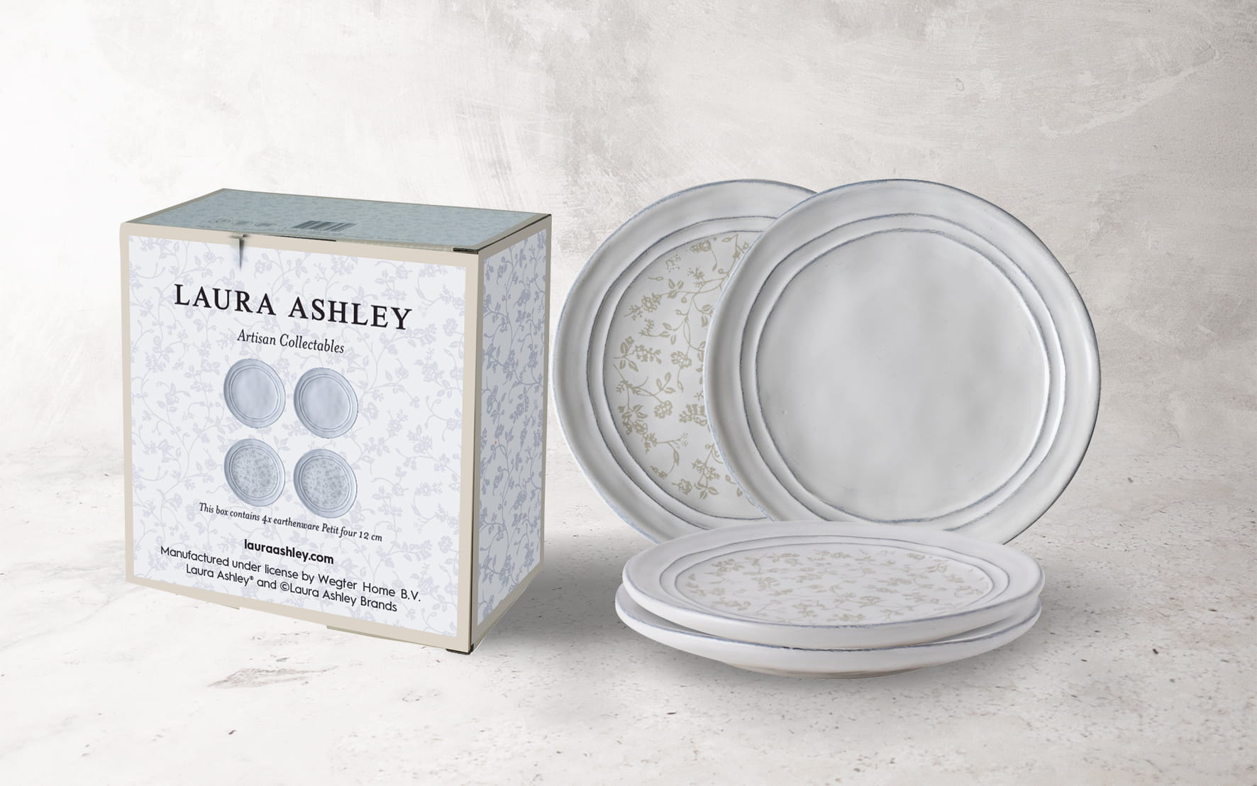 Laura Ashley Steingut Artisan 4-tlg. Set Petit fours