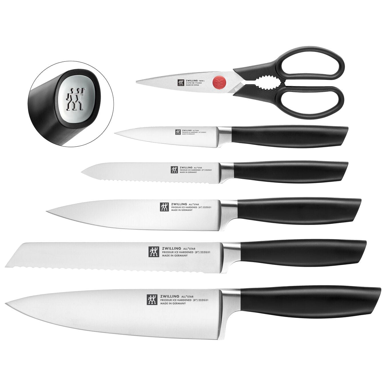 Zwilling All*Star Messerblockset, 7-teilig, mit KIS Technologie, Weiß/Silber