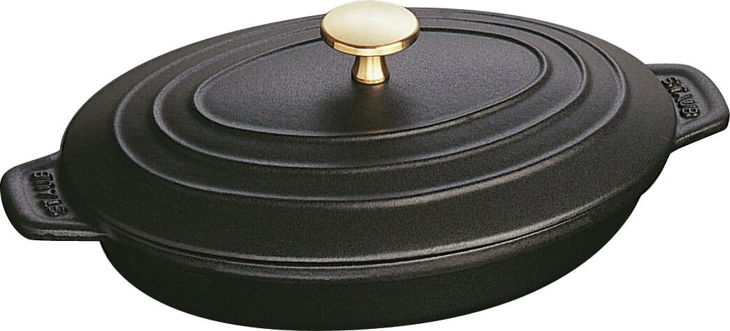 Staub Auflaufform mit Deckel oval 23x17cm schwarz