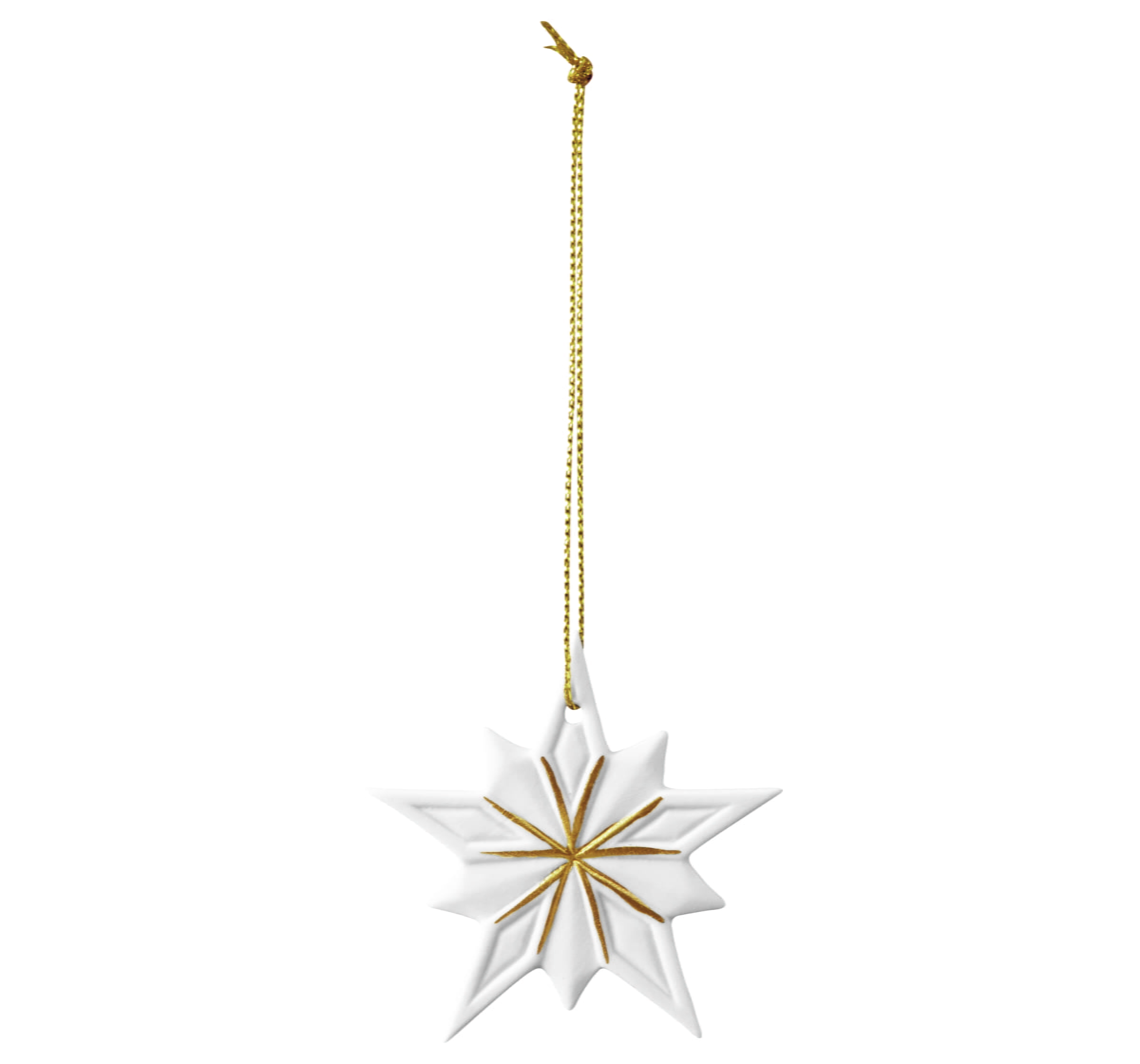 Seltmann Porzellan Weihnachtsanhänger "Schneekristall" Ø 7 cm, Weiß/Gold