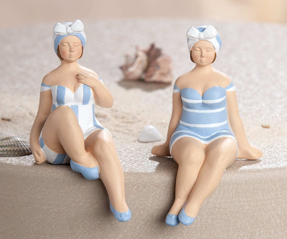 Gilde Kantensitzer Figur "Becky", Weiß/Hellblau