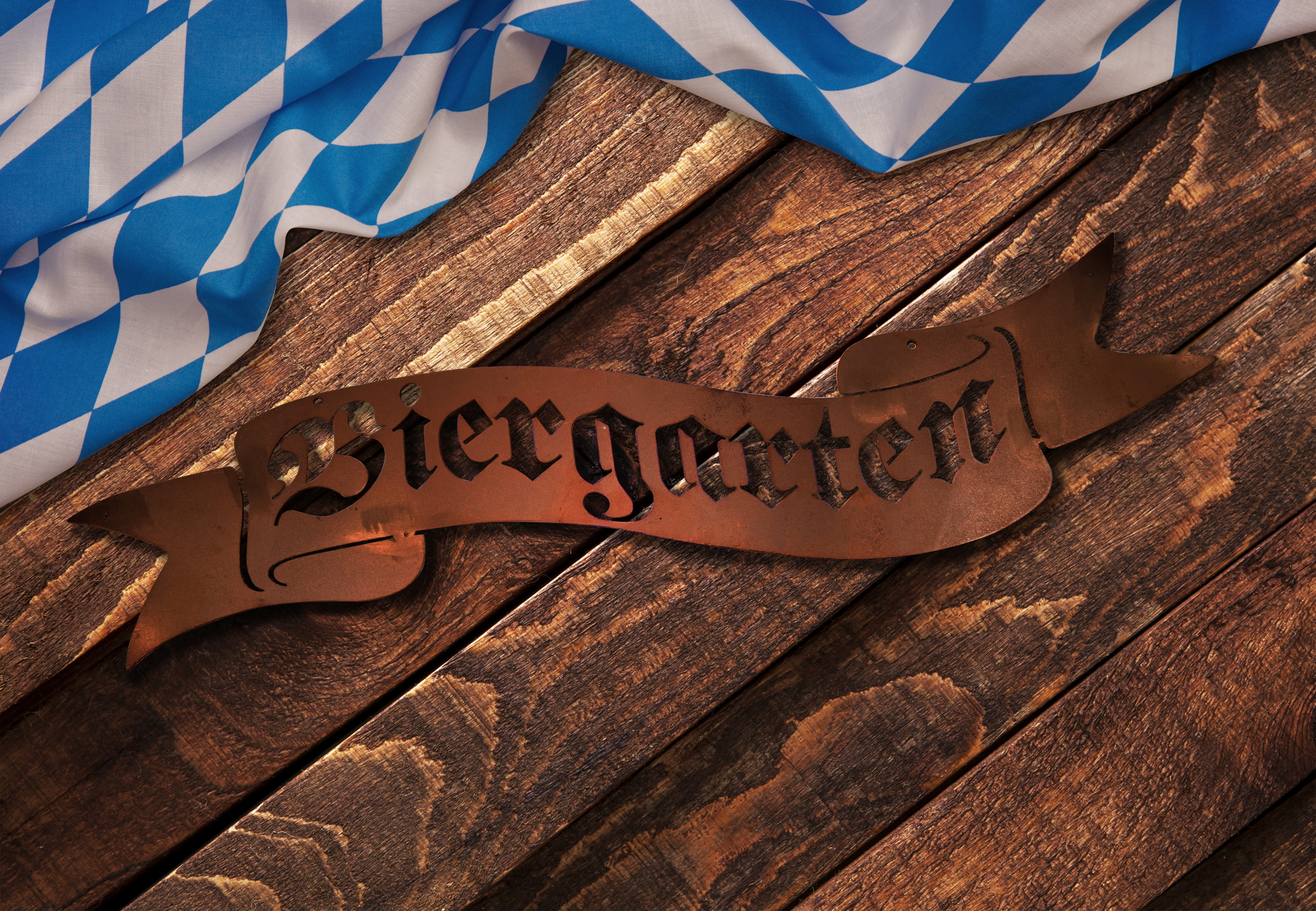 Ferrum Art Design Rost Banderole "Biergarten"