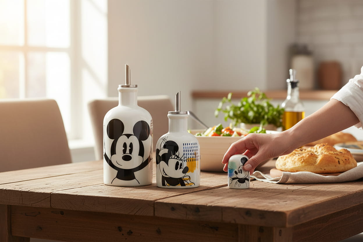 Gilde Disney Porzellan Essig- / Ölspender 430 ml "Mickey & Minnie - Enjoy"