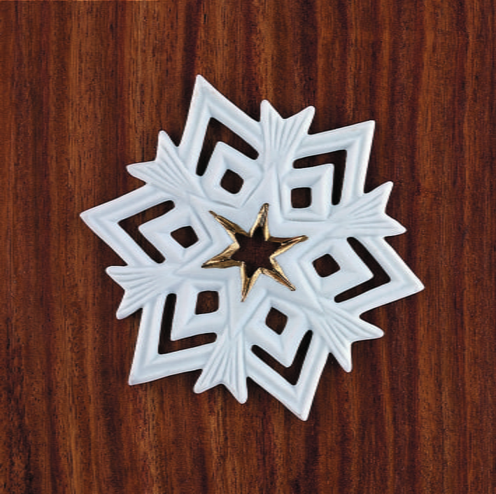 Seltmann Weihnachtsanhänger "Stern, Schneeflocke", 8 cm, Weiß/Gold