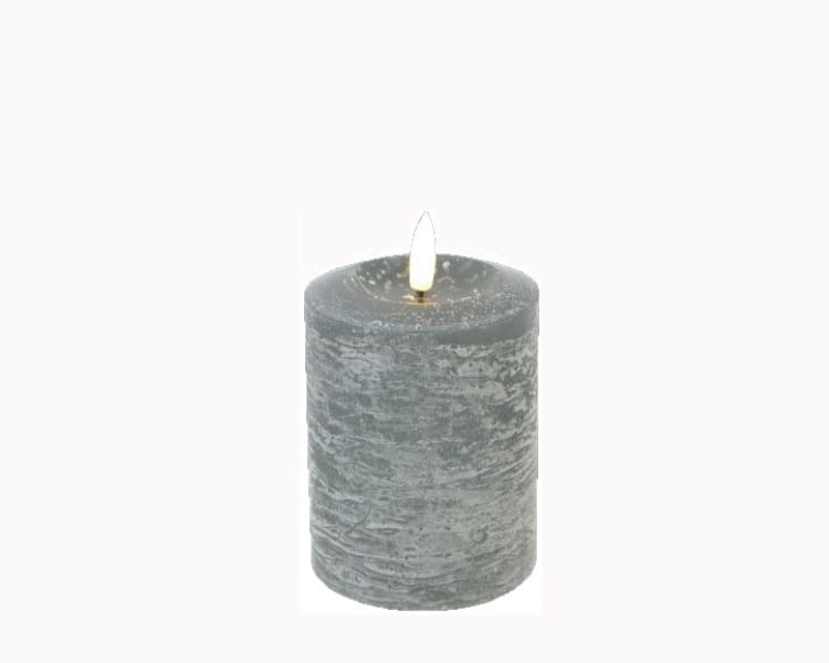 DEKOFlorale Rustikale Real Flame LED-Kerze Anthrazit 7,6 x 12 cm