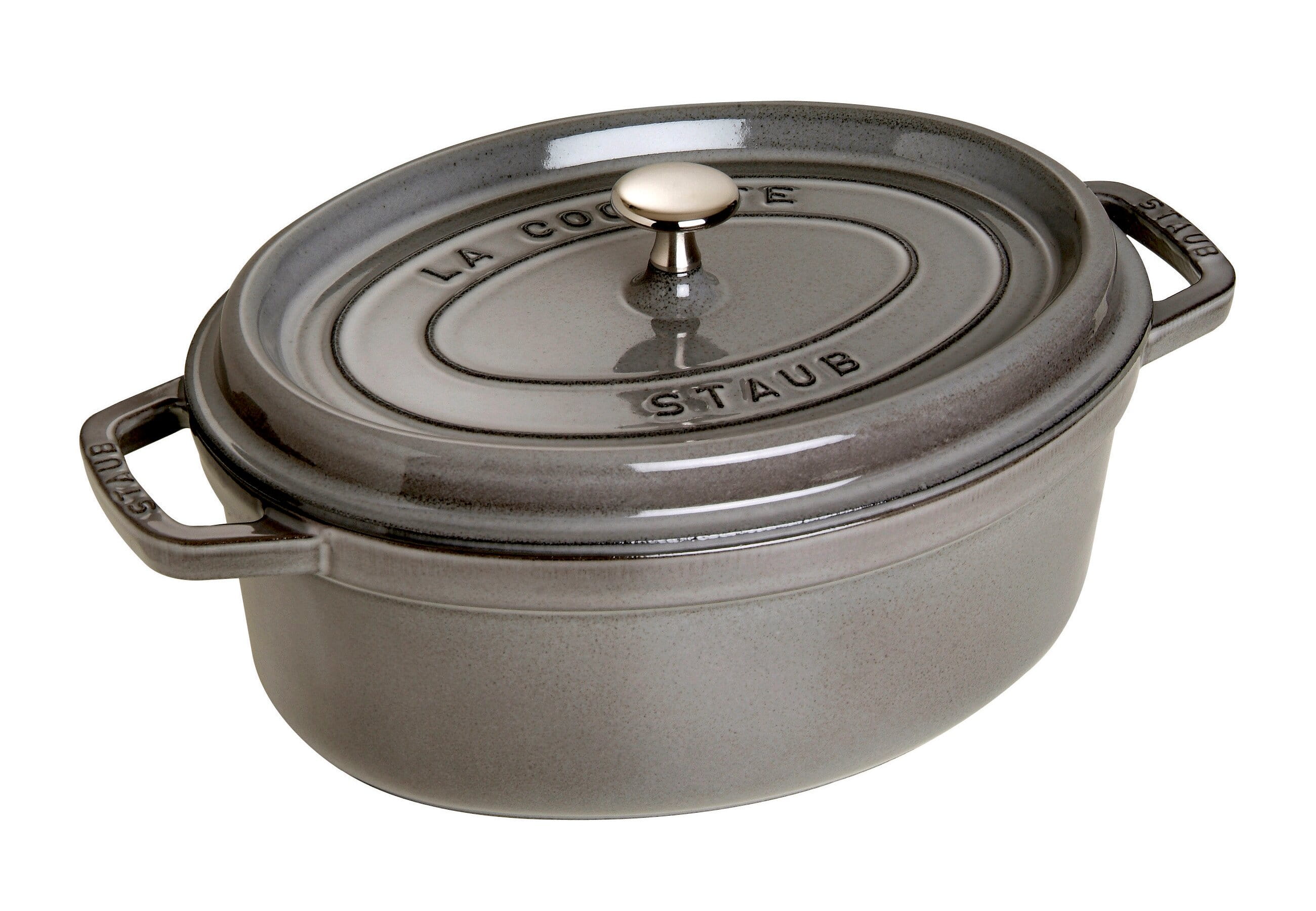 Staub Cocotte Bräter Gusseisen oval 37cm grau