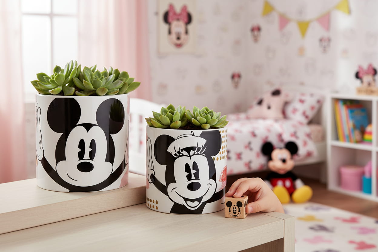 Disney Gilde Porzellan Übertopf / Pflanztopf Mickey und Minnie