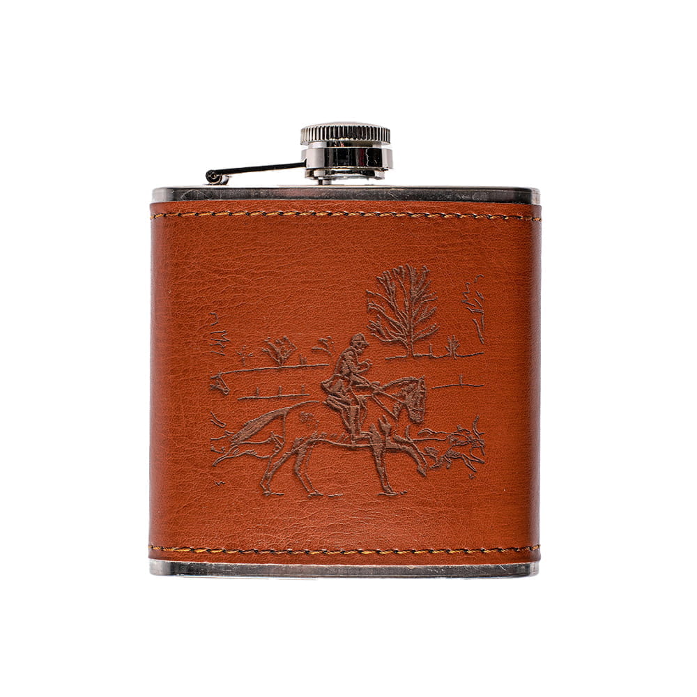 Scottish Leder Flachmann - Jagd 11 x 10 cm