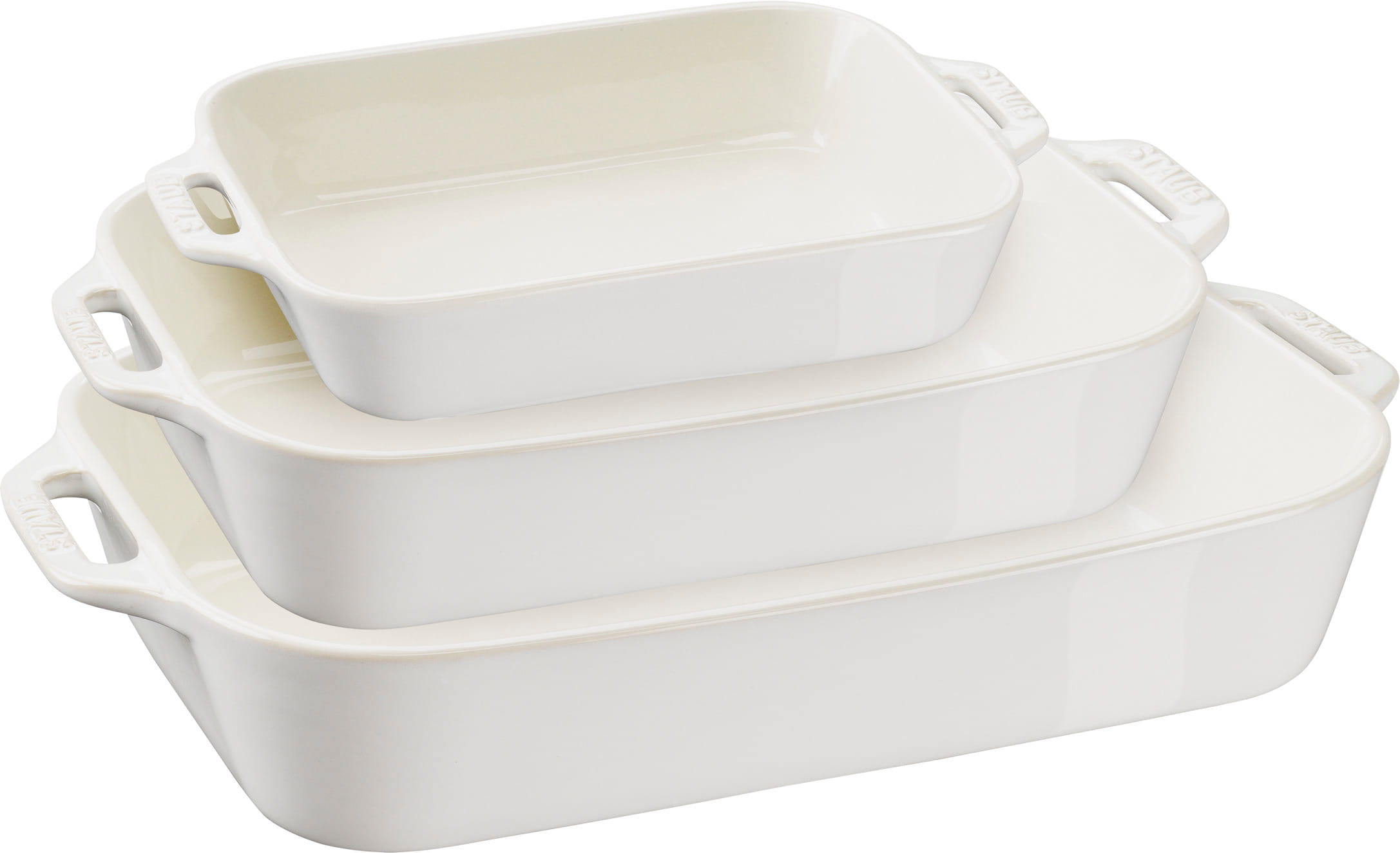 Staub Keramik Ofenformenset, 3-teilig rechteckig Weiss