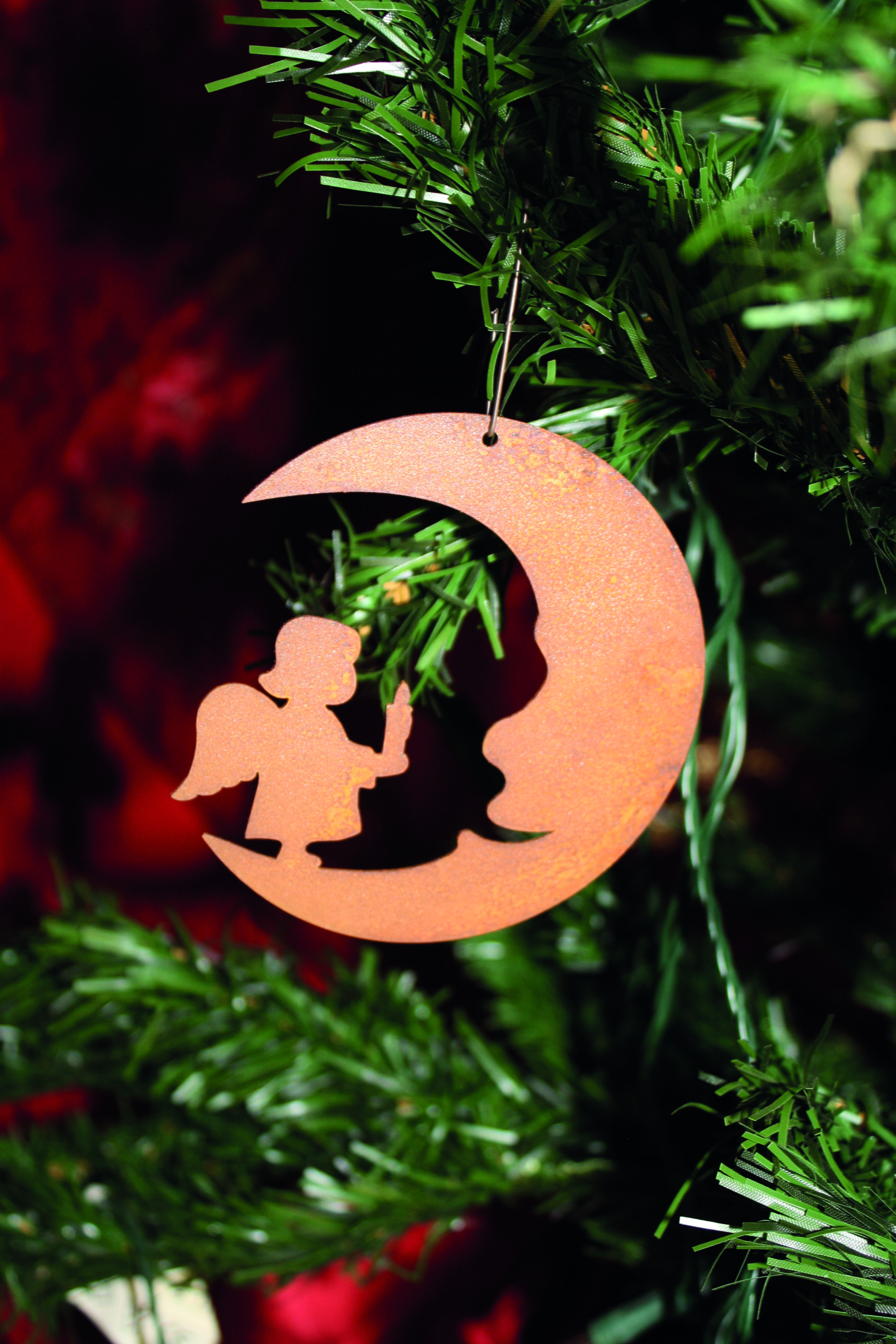 Ferrum Art Design Rost Christbaumschmuck "Mond mit Kind"/Set