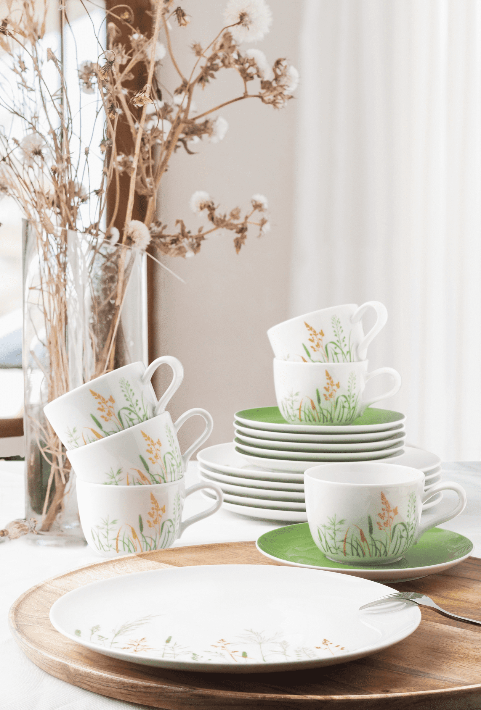 Seltmann Porzellan Liberty Meadow Grasses Green Kaffeeservice 18-teilig