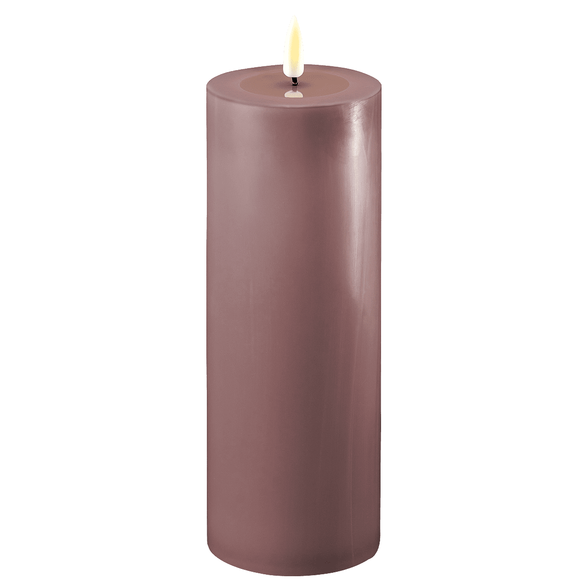 Deluxe Homeart Real Flame LED Stumpenkerze 7,5 x 20 cm Helles Lila