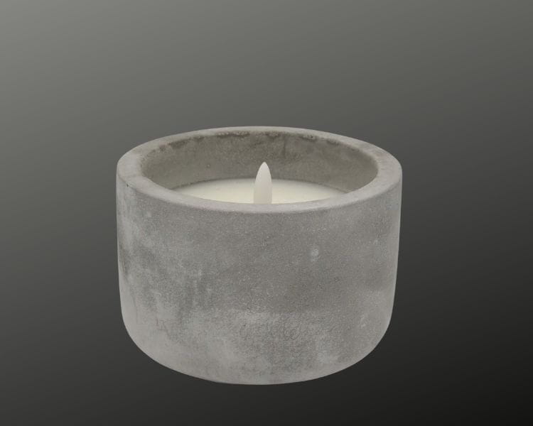 DEKOFlorale Rustikale Real Flame Beton LED-Kerze Grau 12 x 8 cm, 6h Timer