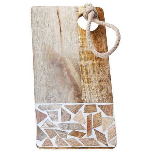 Gilde Mangoholz Schneidebrett "Taverno", rechteckig, natur mit Muster - 18 x 36 x 2 cm, sortiert