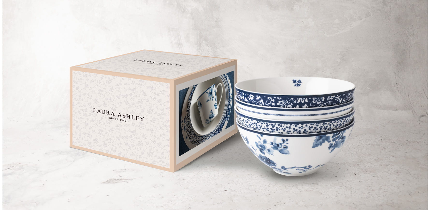 Laura Ashley Blueprint Porzellan 4-tlg Set Schale 16 cm