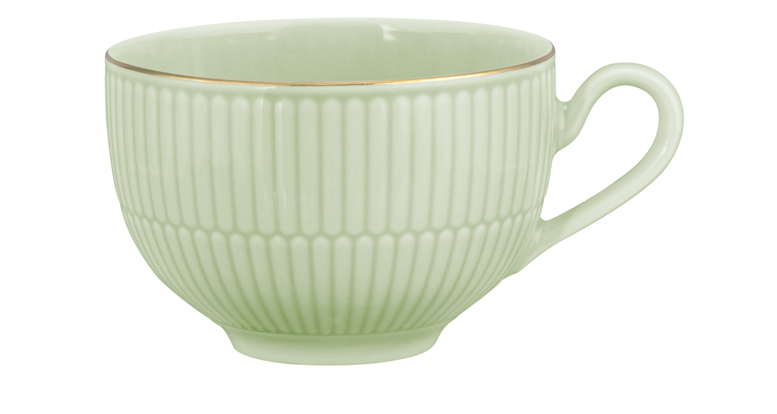 Seltmann Porzellan Amina Seladon / Goldrand Milchkaffeeobertasse 0,35 l