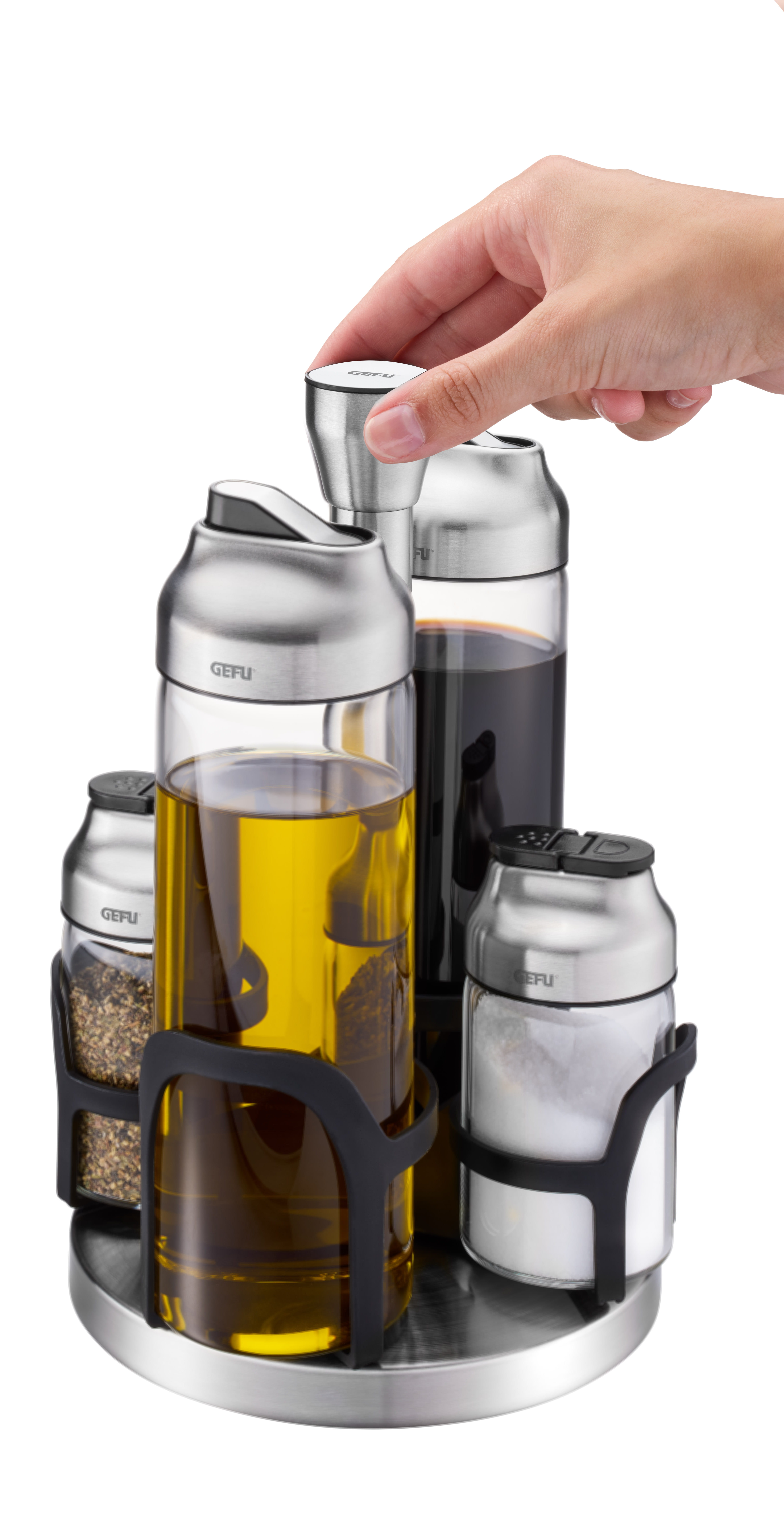 GEFU Essig-Öl und Gewürz Menage KIPPO, 5-teilig