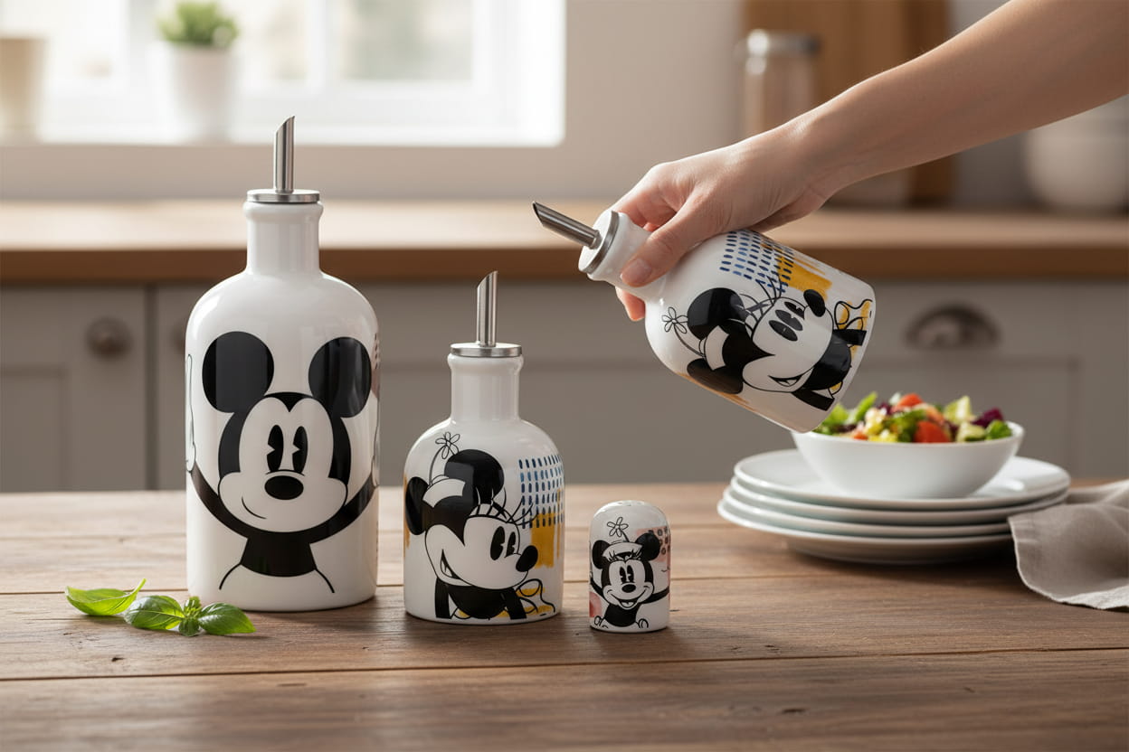 Gilde Disney Porzellan Essig- / Ölspender 430 ml "Mickey & Minnie - Enjoy"