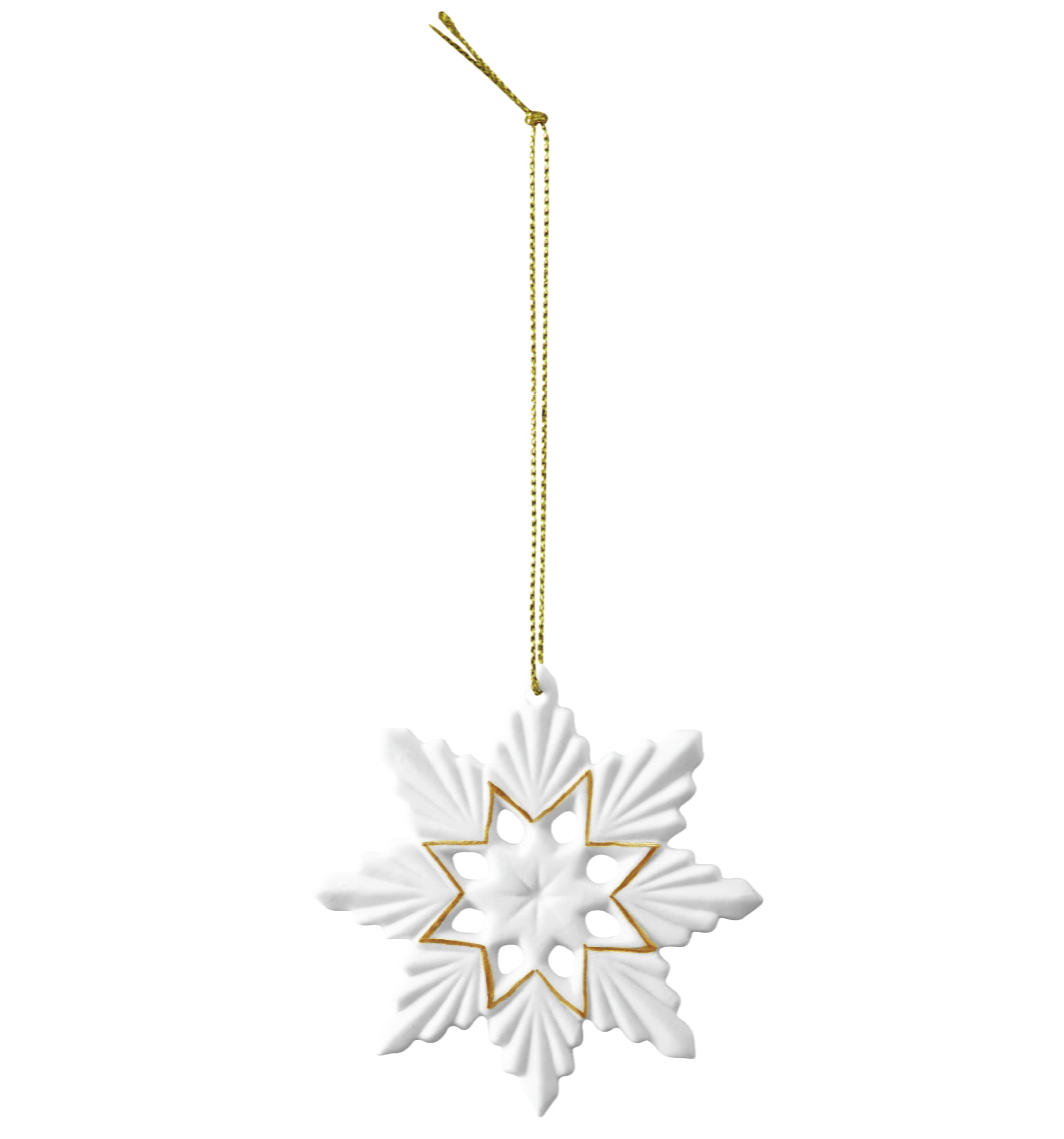 Seltmann Porzellan Weihnachtsanhänger "Schneekristall" Ø 7,5 cm, Weiß/Gold