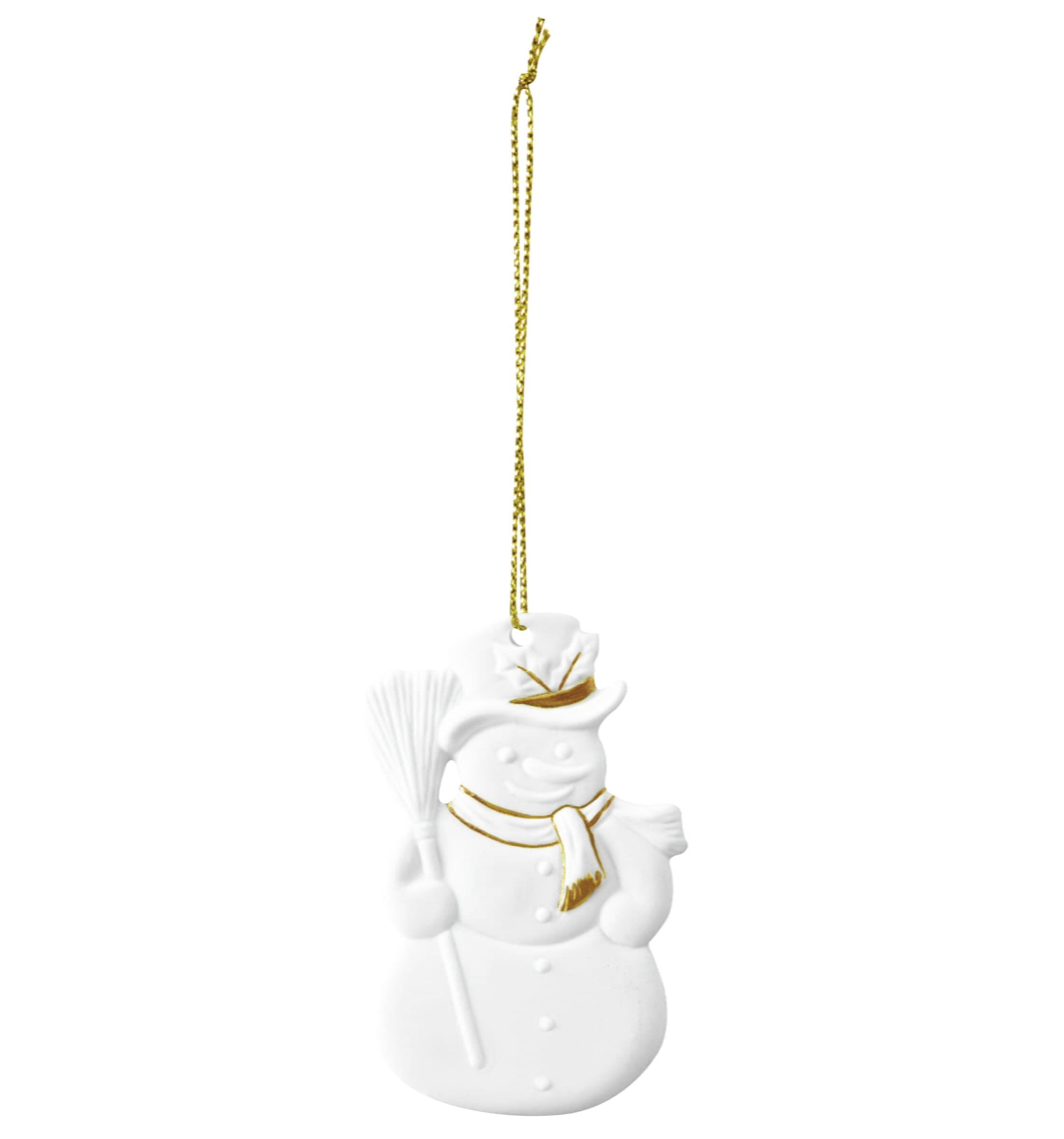 Seltmann Porzellan Weihnachtsanhänger "Schneemann", 7,5 cm, Weiß/Gold