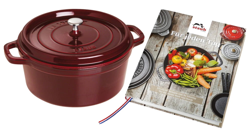 Staub Cocotte Bräter Gusseisen rund 28cm Grenadine