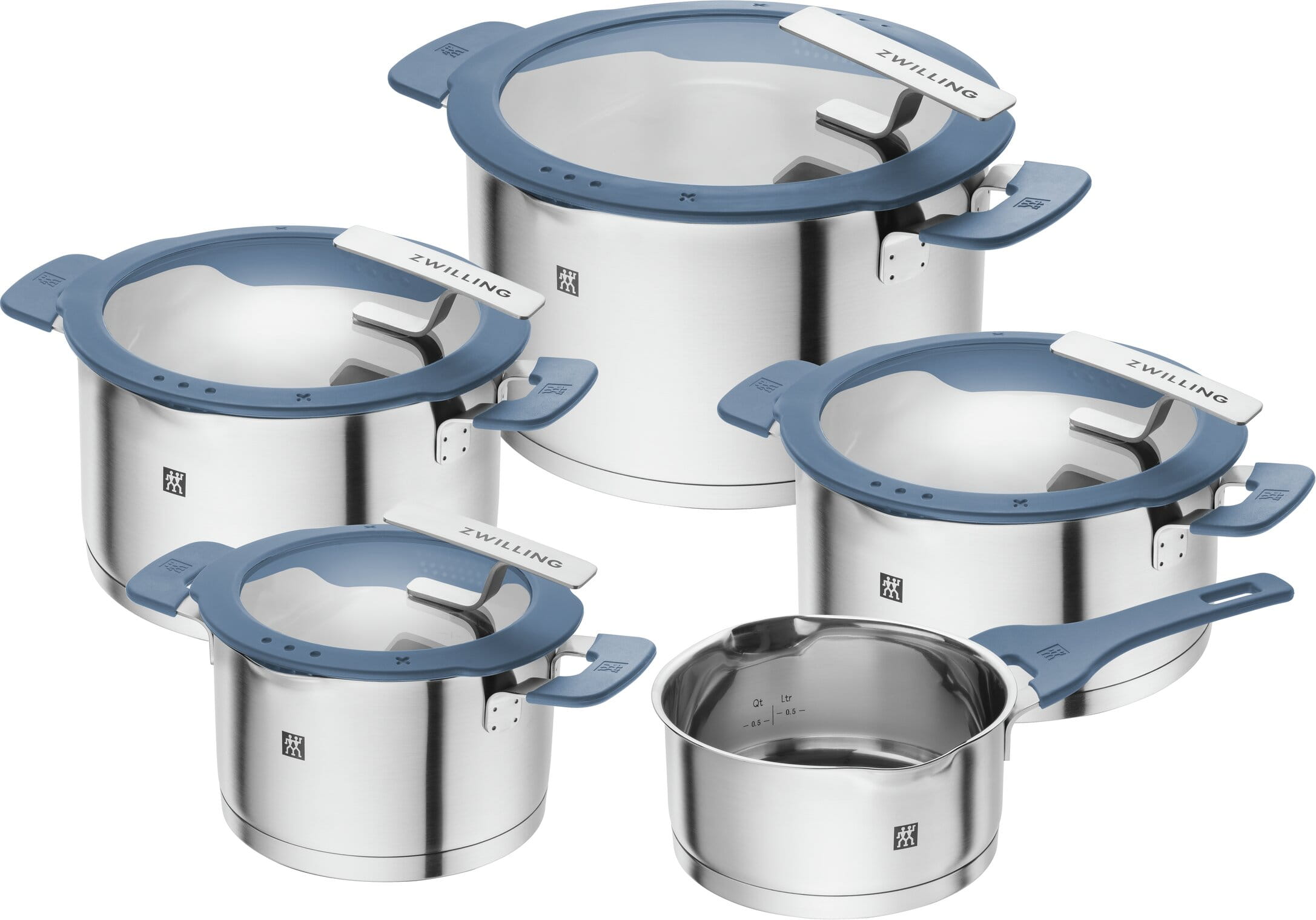 ZWILLING Simplify Kochtopfset 5-tlg, Edelstahl Taubenblau