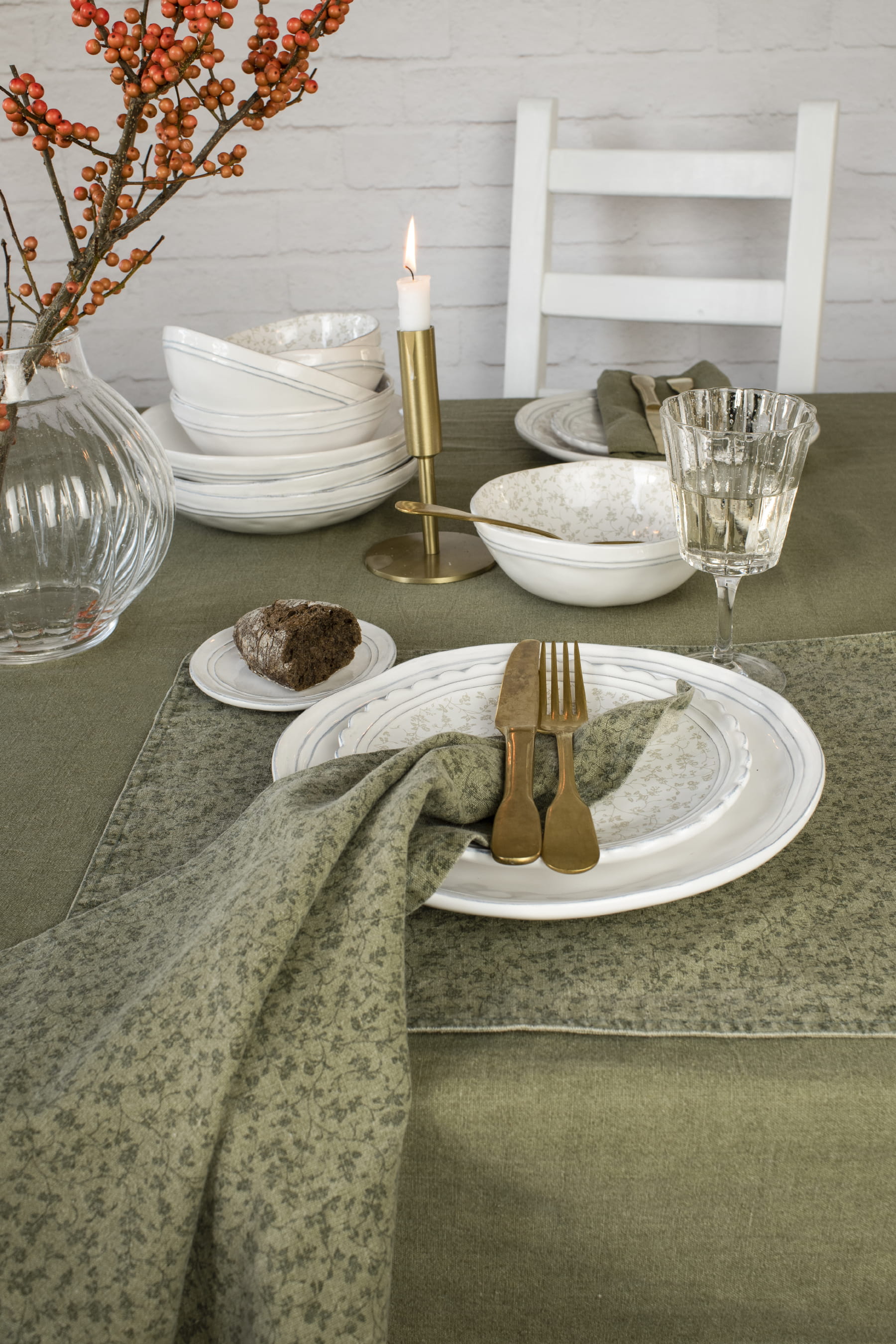 Laura Ashley Kitchen Linen Serviette Wild Clematis salbeigrün gemustert, 45 x 45 cm