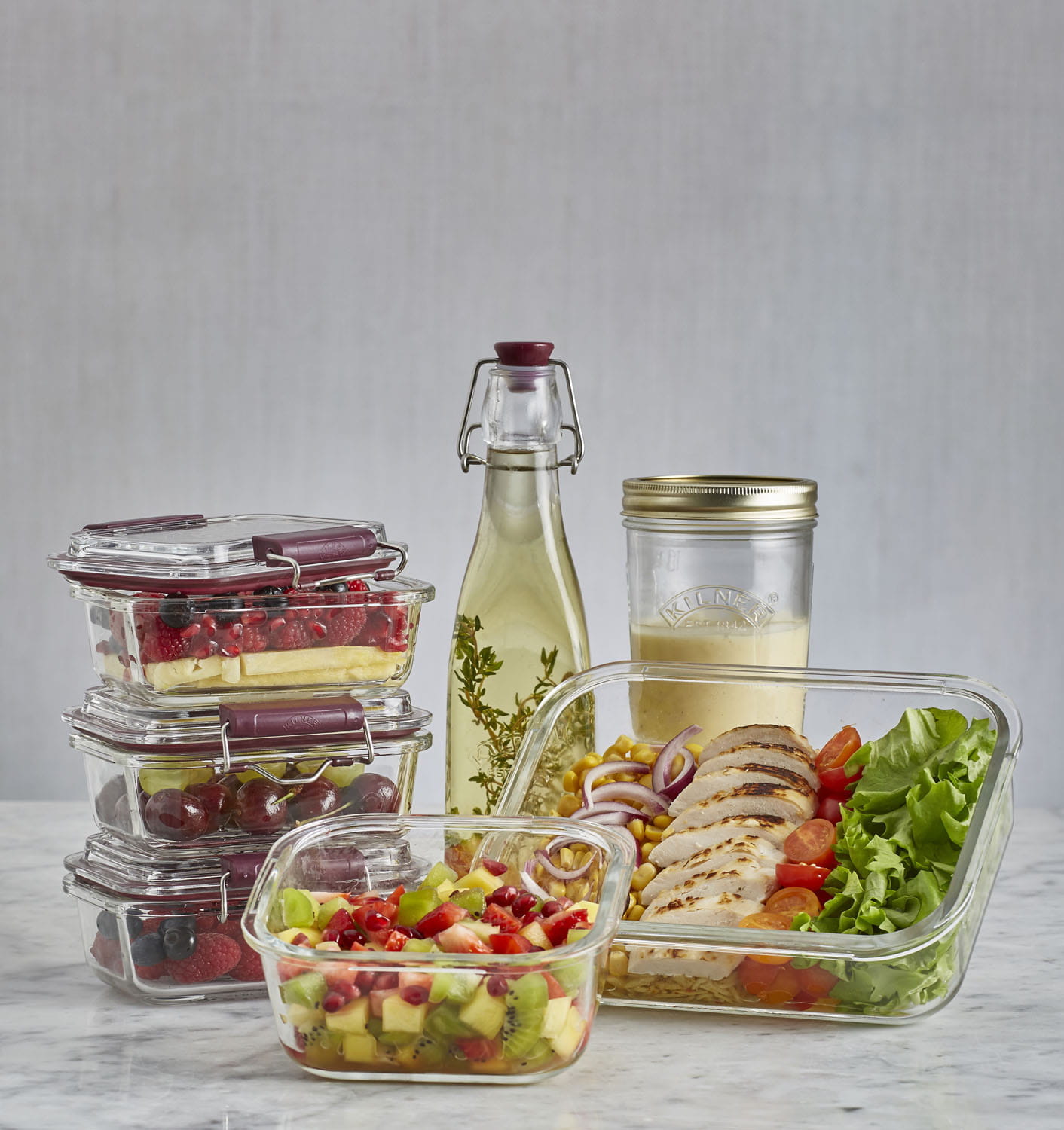 Kilner Frischhaltedosen mit Bügelverschluss 1400 ml, Borosilikatglas