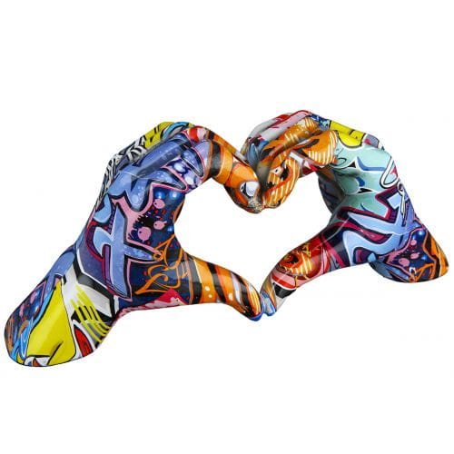 Gilde Poly Händemotiv Herz "Street Art", Graffiti - 12 cm