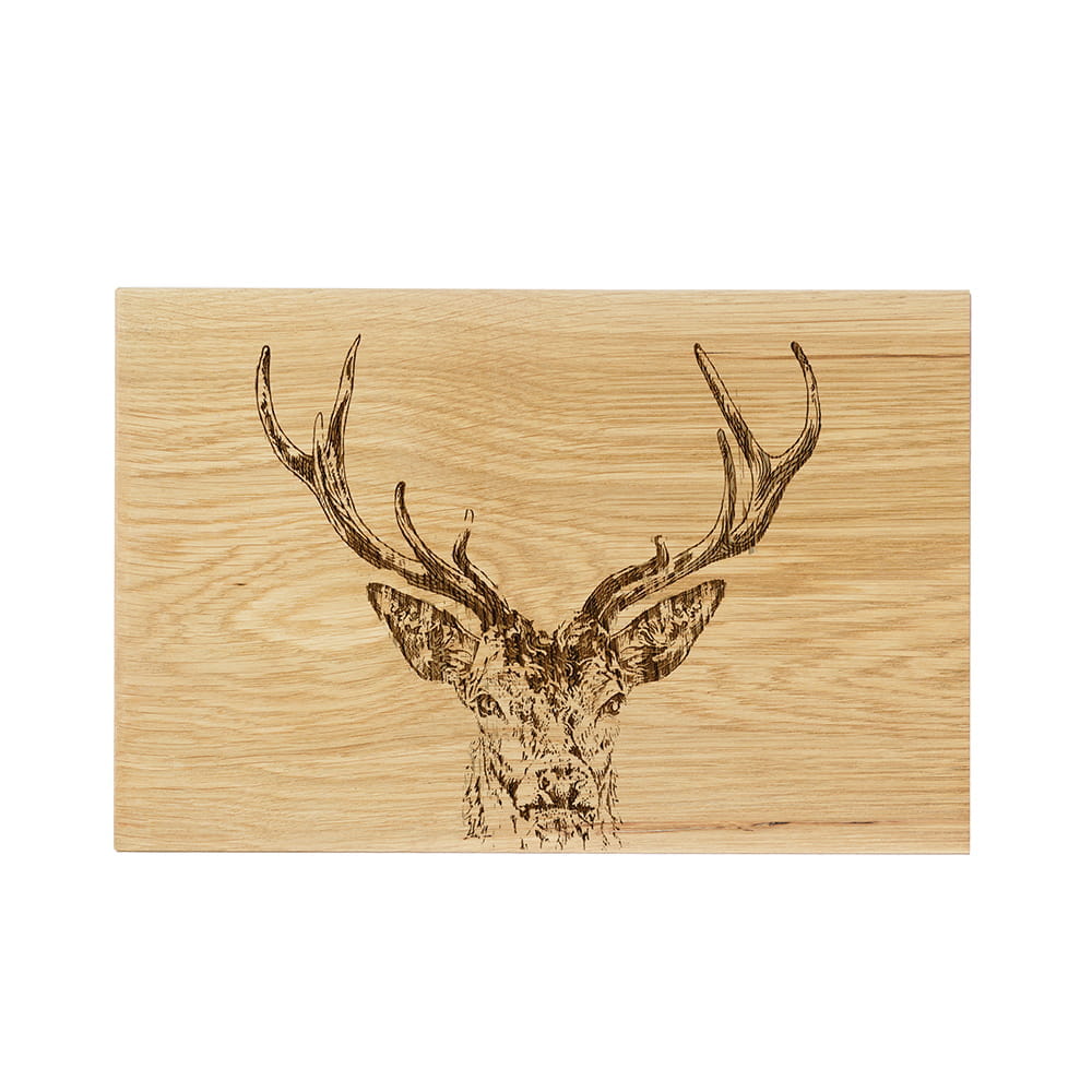 Scottish Eiche Servierbrett 30 cm - Hirschbock 30 x 20 cm