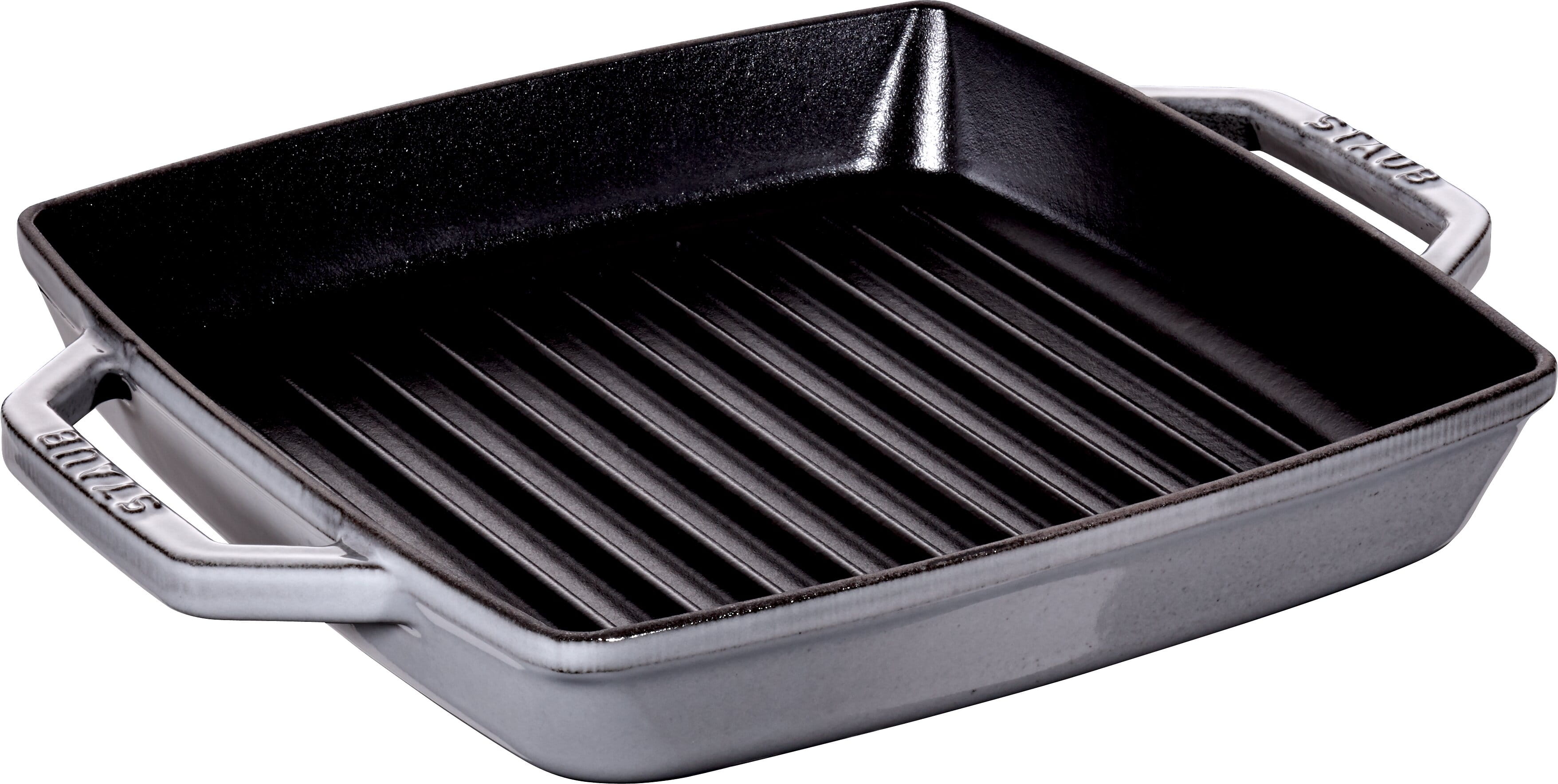 Staub France Grillpfanne Gusseisen mit zwei Griffen quadratisch 23x23cm, Grafitgrau