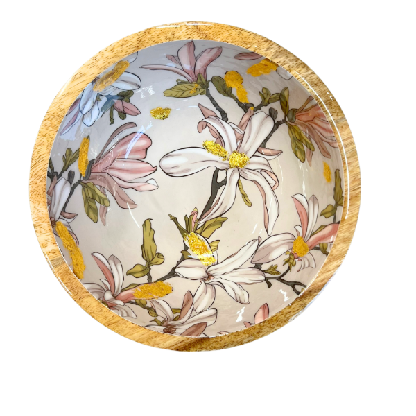 byRoom Mangoholz Schüssel Magnolia beige, rose, gold 25 cm 