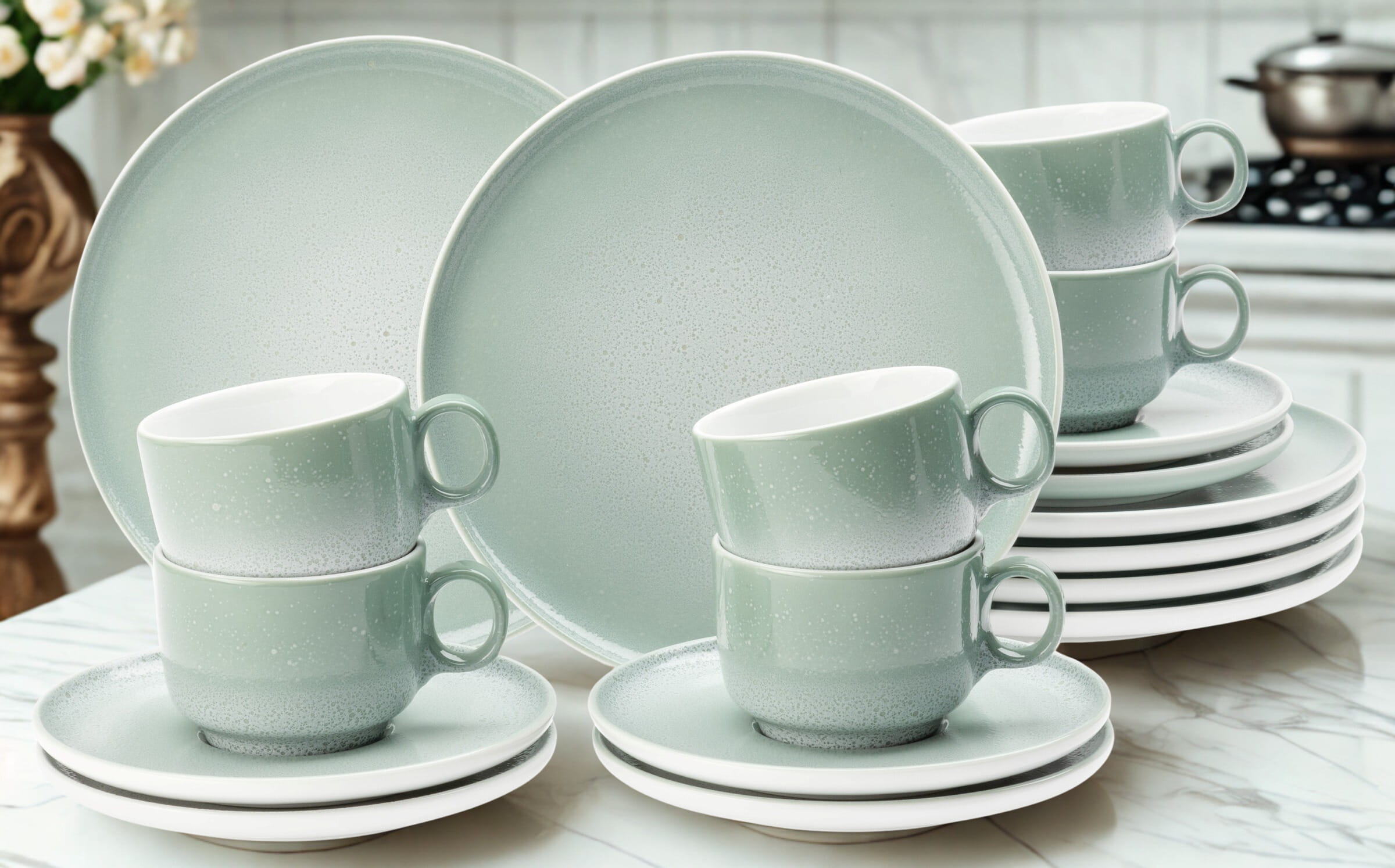 Seltmann Porzellan Sento Home Aura mint Kaffeeservice 18-teilig