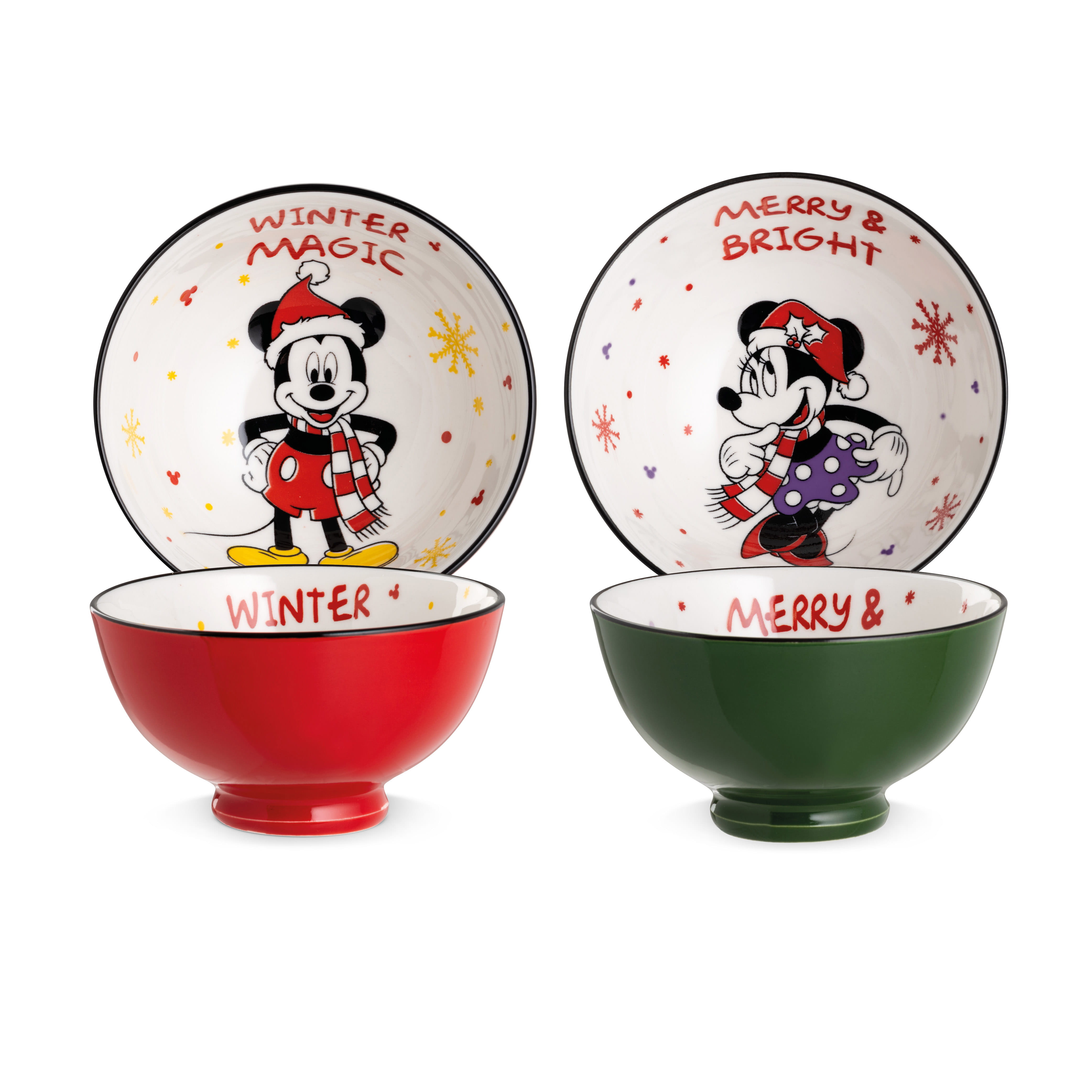 Gilde Disney Porzellan Schale /Schüssel Mickey & Minnie Mouse - Winter Magic 2er Set, - Ø 11,5 cm 