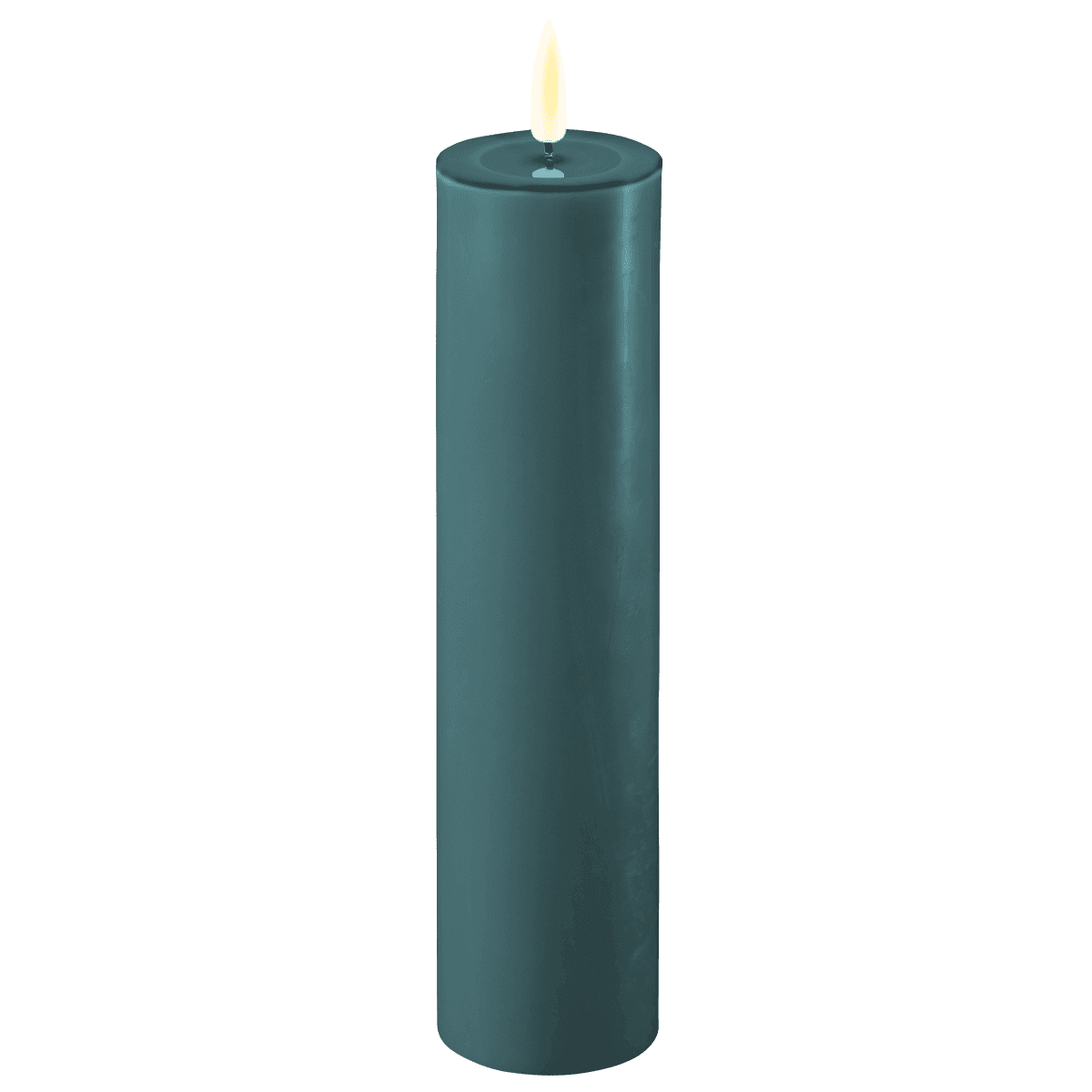 Deluxe Homeart Real Flame LED Stumpenkerze  5 x 20 cm  Jade Grün