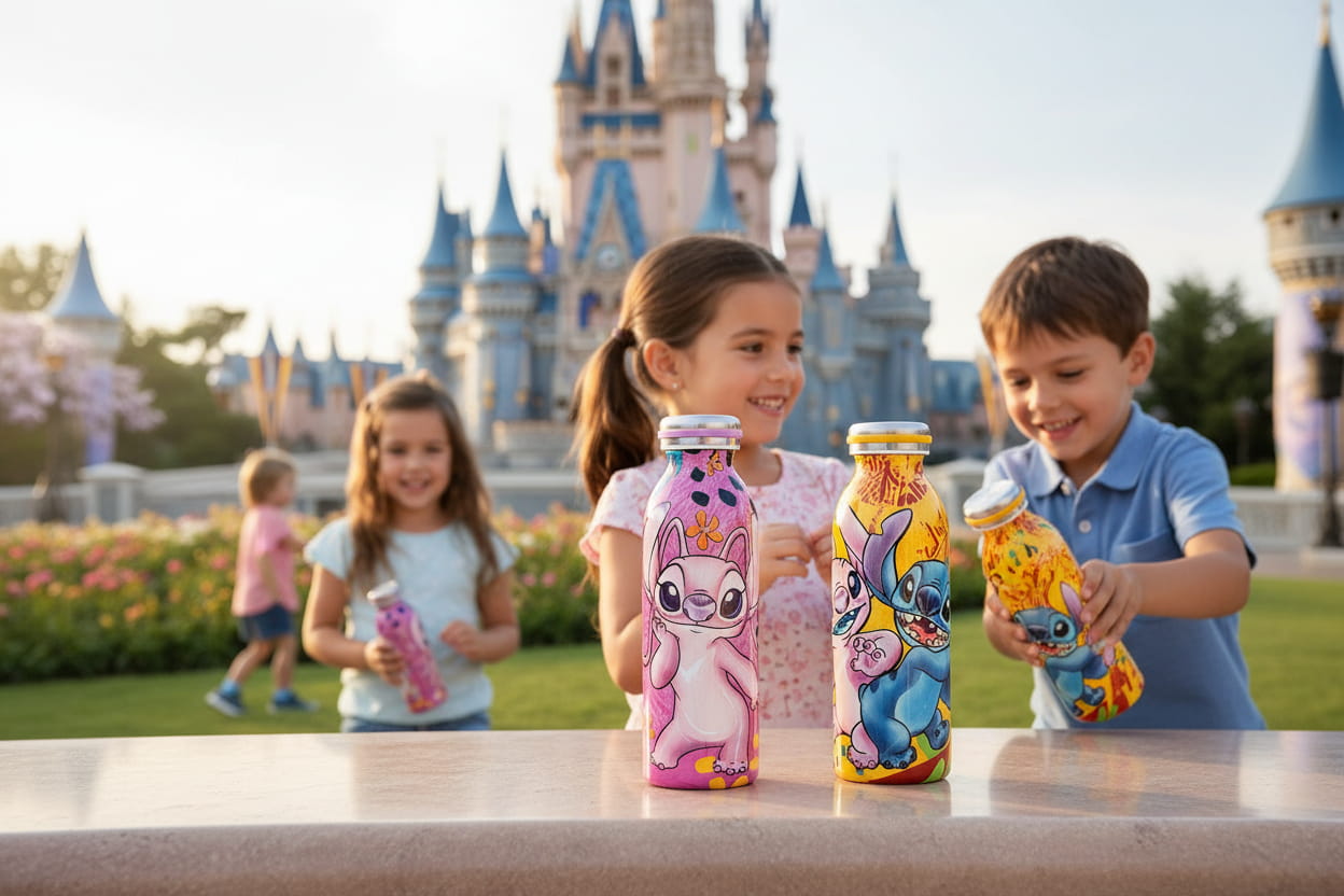 Gilde Disney Edelstahl Thermosflaschen / Isolierflaschen "Stitch & Angel"