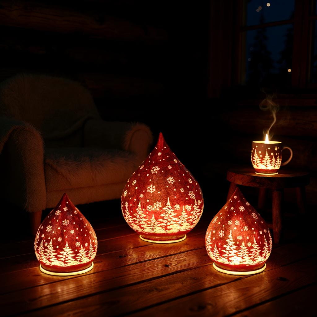 formano Weihnachts-Tropfen 15 cm, Farbglas Rot in Frosty-Optik mit LED-Licht & Timer, winterl. Dekor