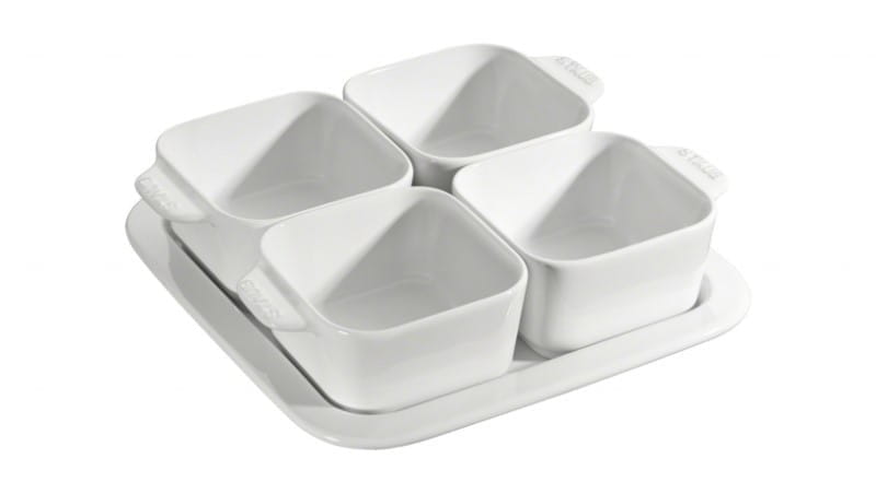 Staub France Keramik Tapas Set, 5-tlg Reinweiß 19 x 19 cm quadratisch