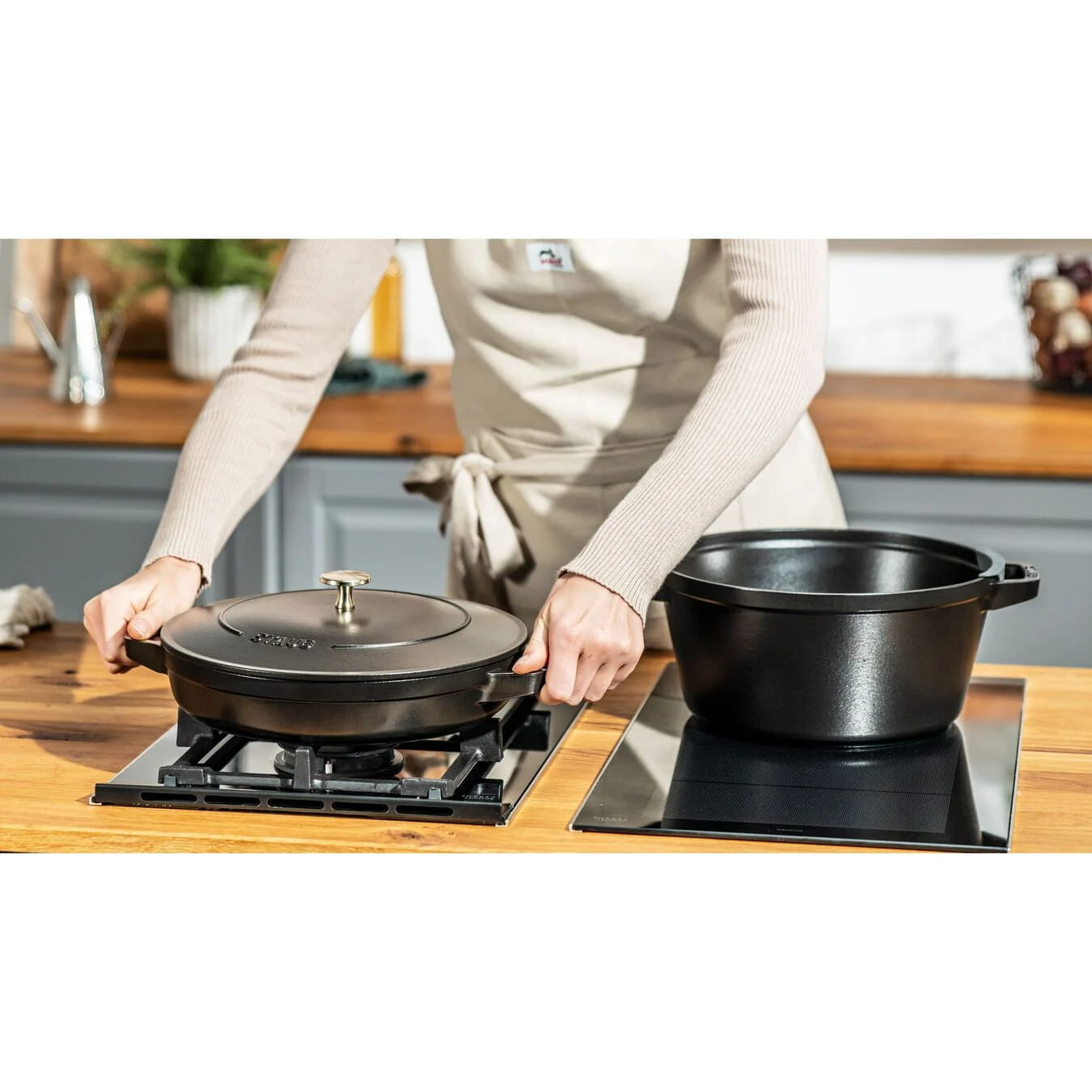 Staub Cocotte Kochtopfset 2-teilig Gusseisen rund 24 cm Schwarz