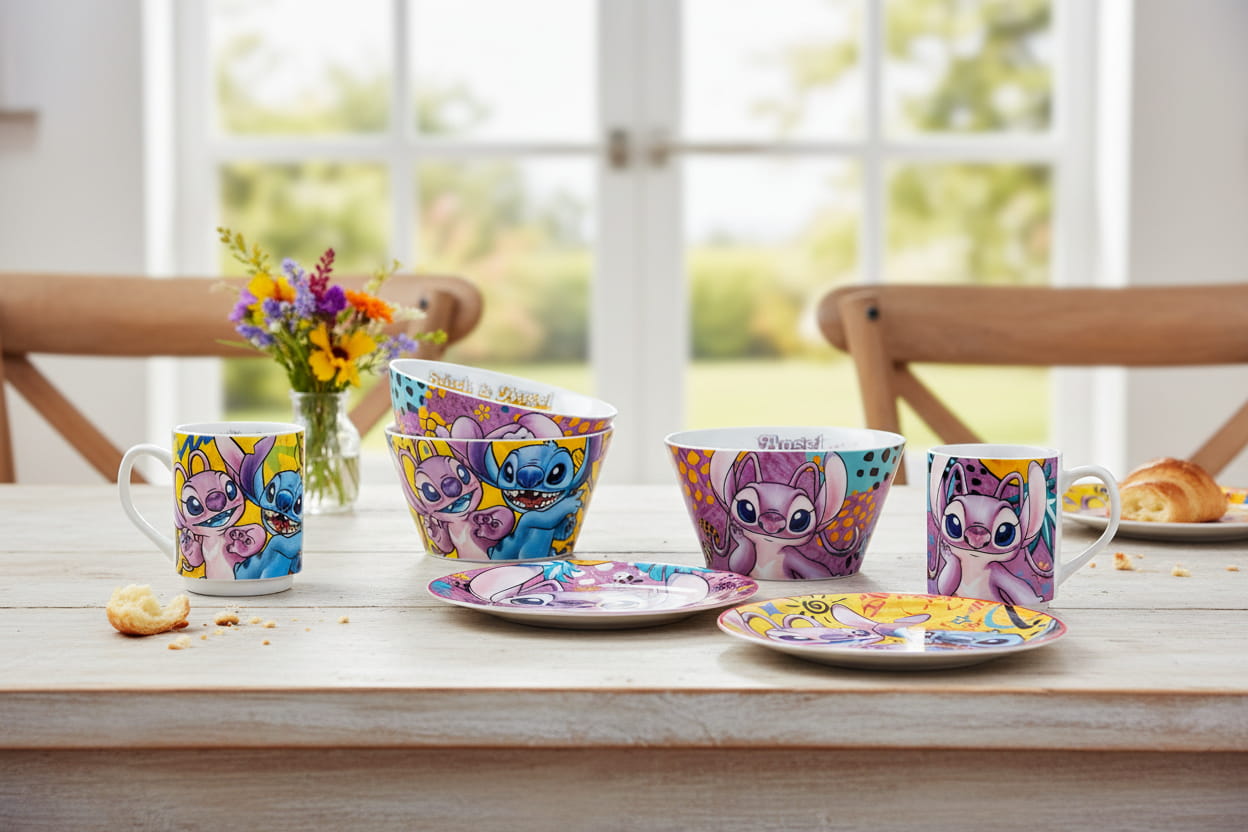 Gilde Disney Porzellan Geschirr "Stitch & Angel"