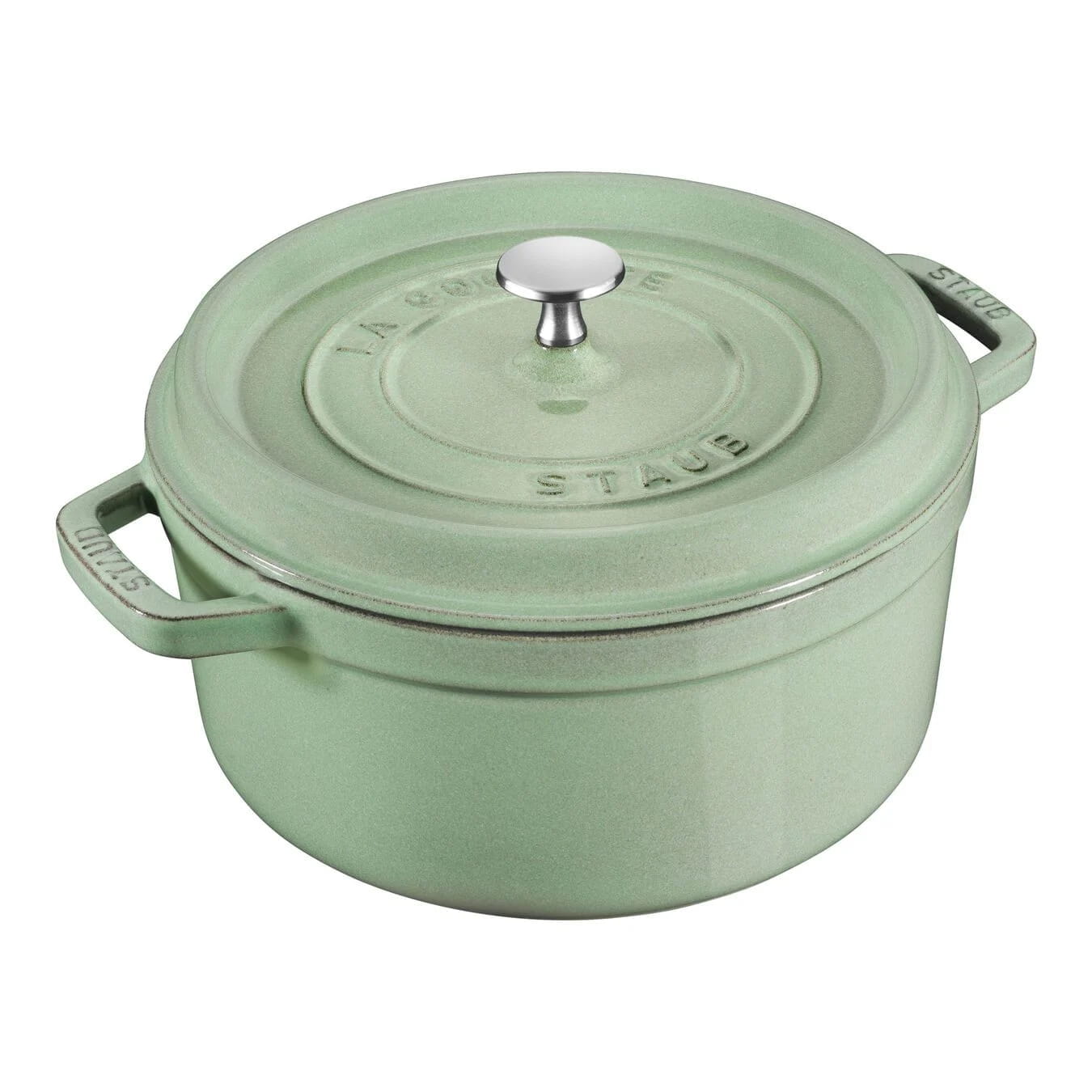 Staub Cocotte Bräter Gusseisen rund 22 cm Salbei