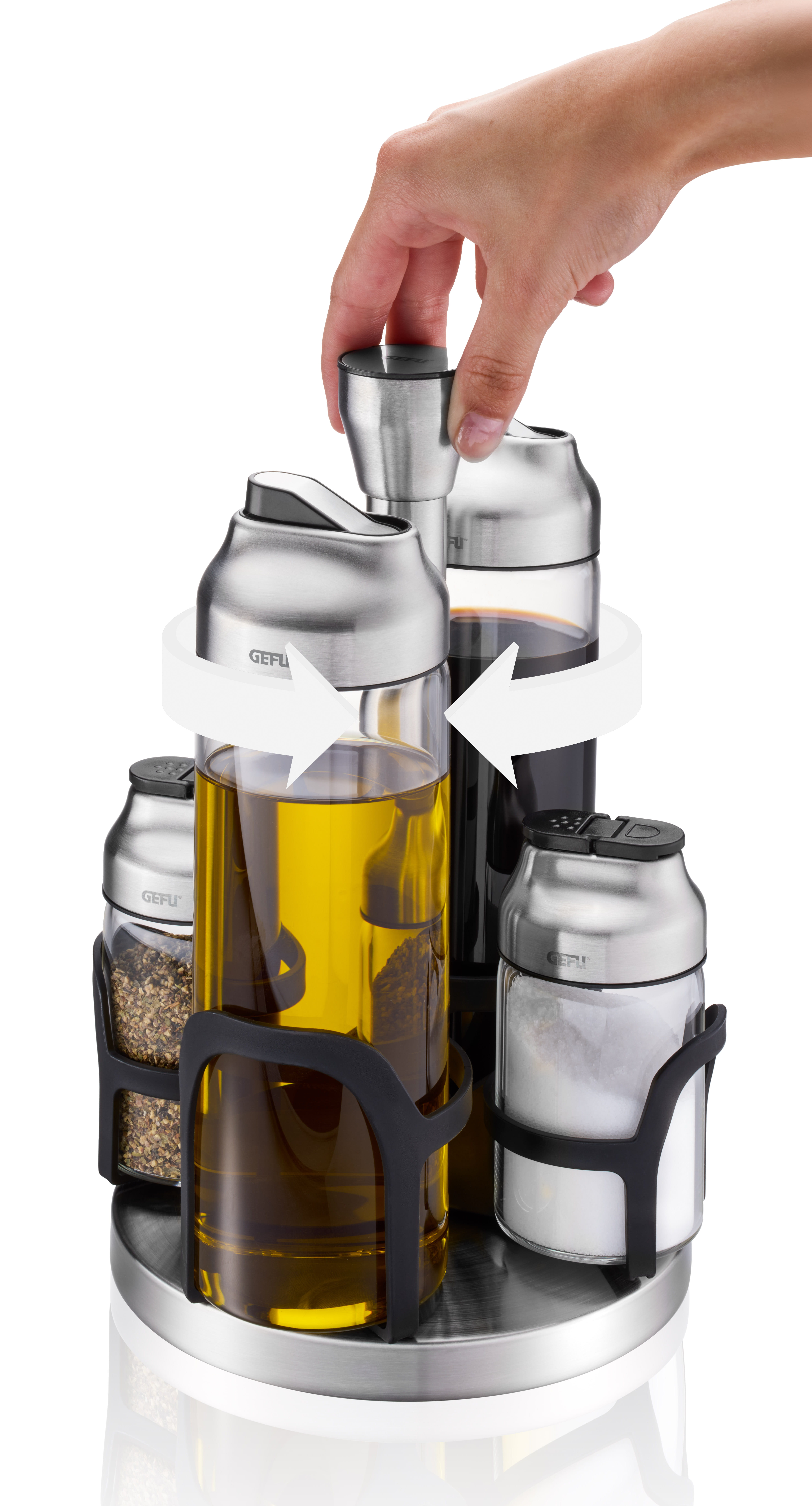 GEFU Essig-Öl und Gewürz Menage KIPPO, 5-teilig