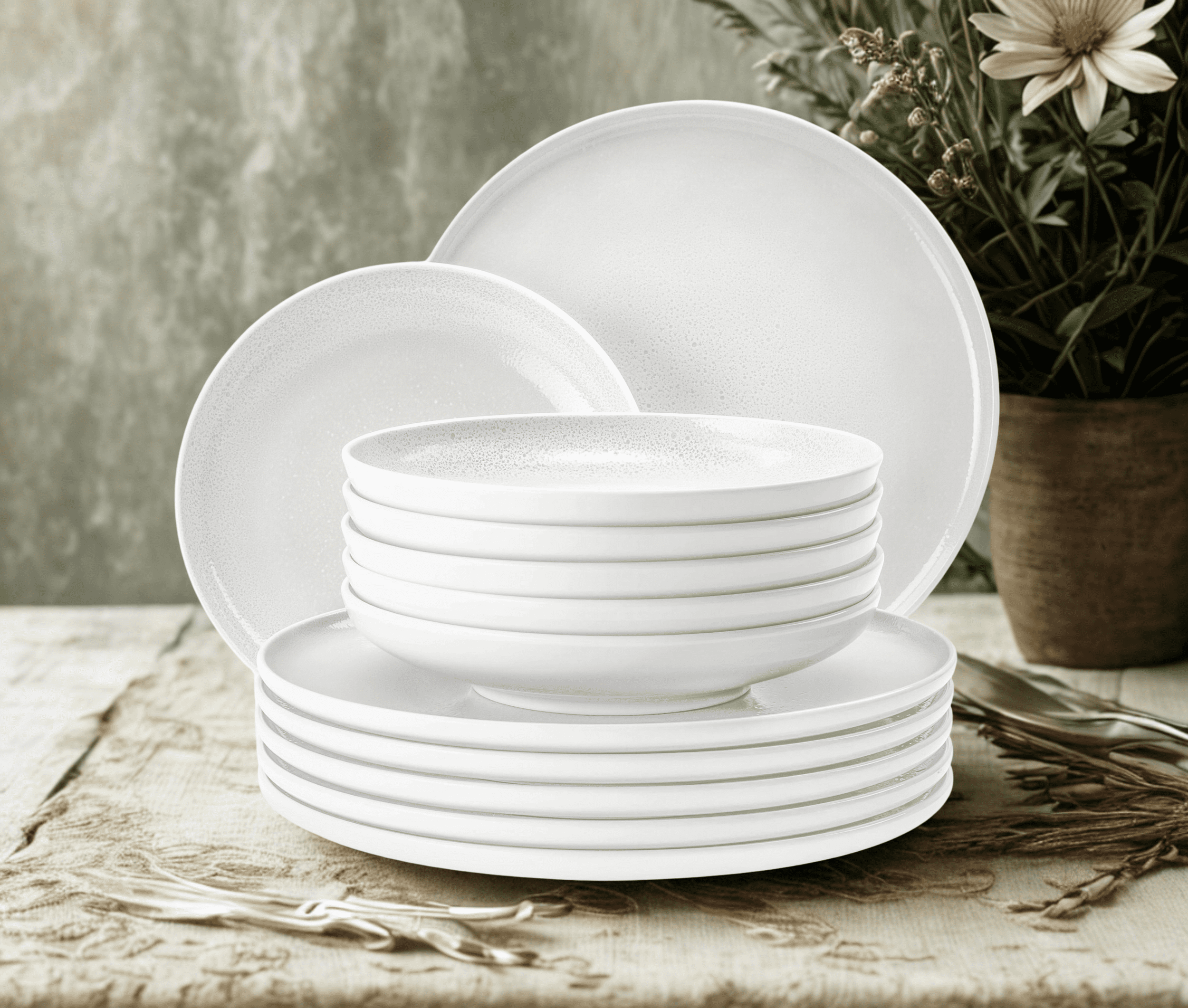 Seltmann Porzellan Sento Home Aura white Tafelservice 12-teilig