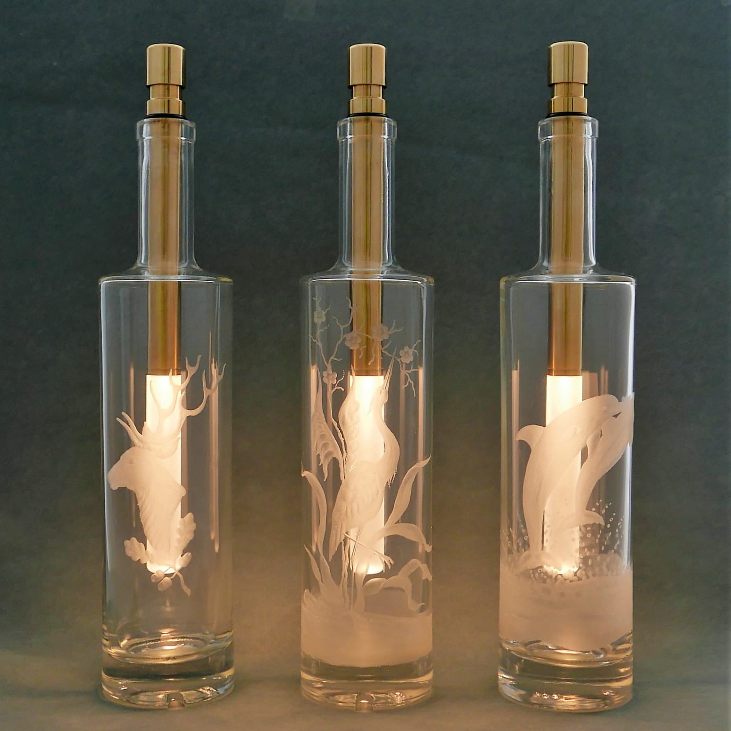 Bottlelight warmweiß, extra hell, LED Flaschenleuchte dimmbar Messing