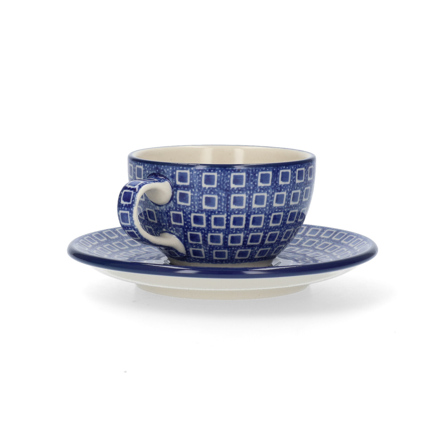 Bunzlau Castle Keramik Tasse + Untertasse 170 ml - Blue Diamond