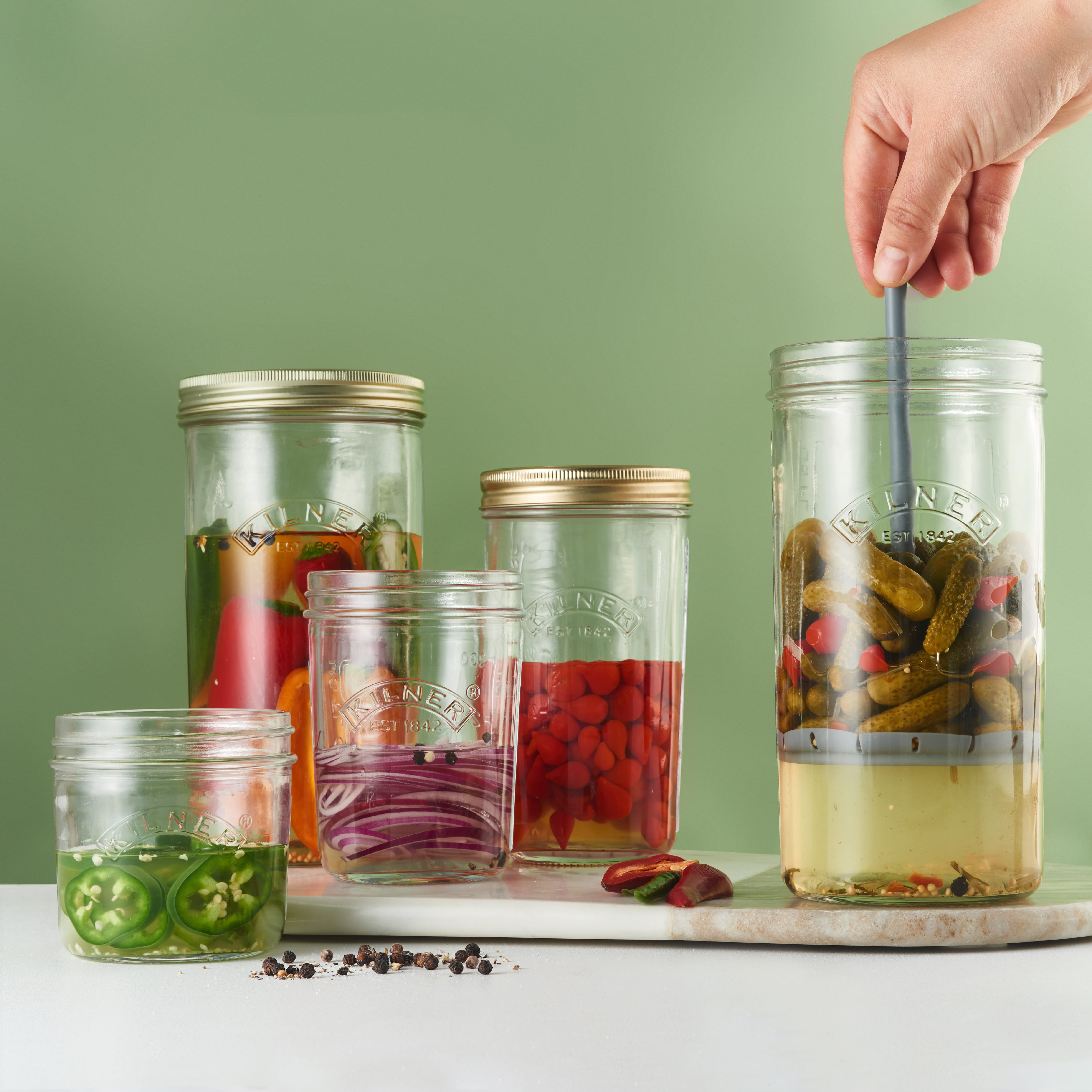 Kilner Einmach Glas mit weiter Öffnung und Heber, 1 Liter