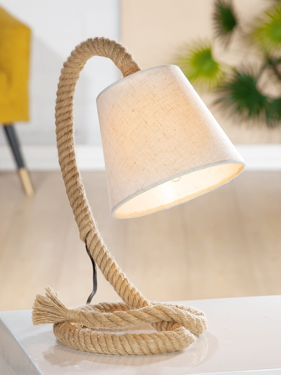 Gilde Metall Lampe Schiffstau Design, creme - klein 35 cm