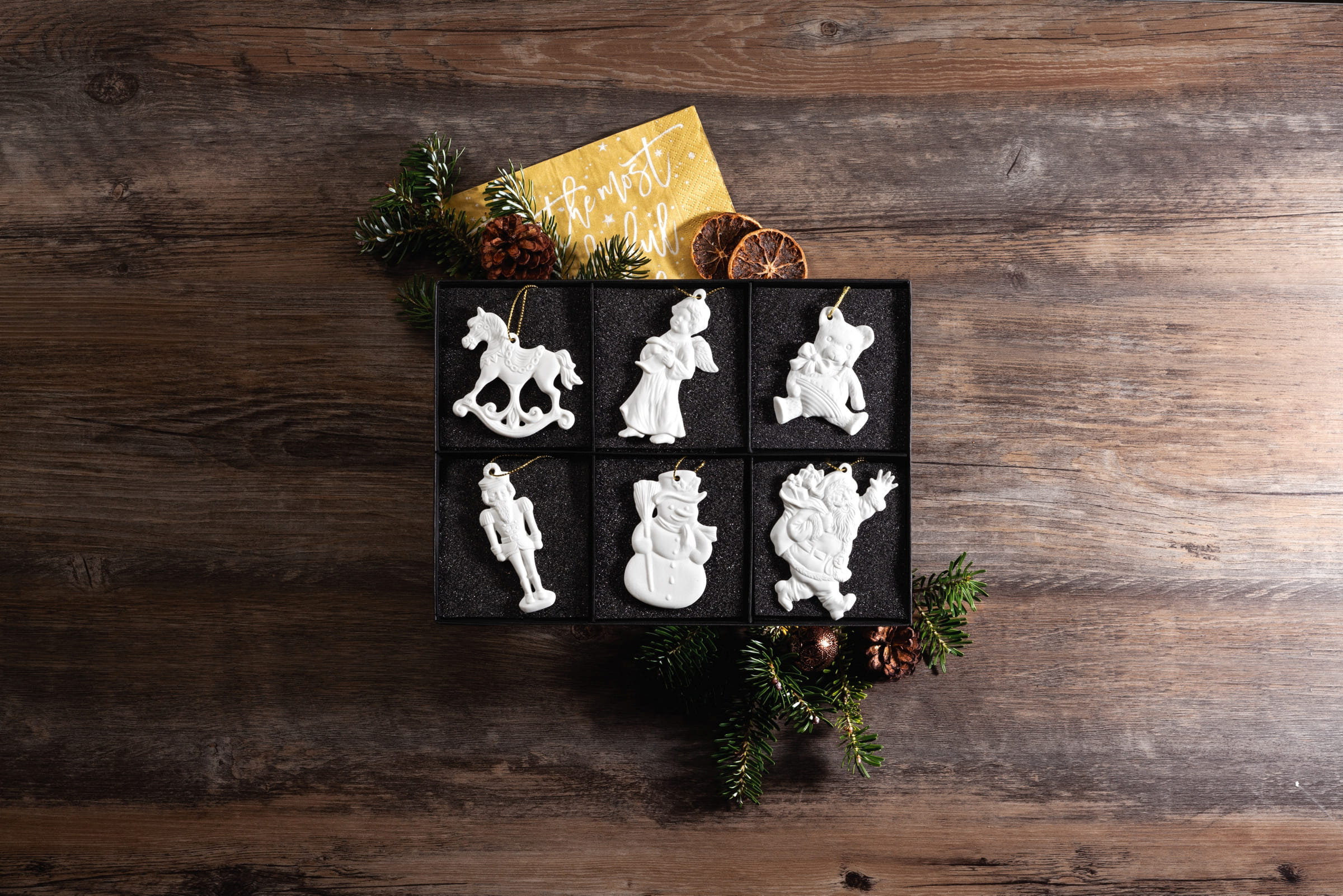 Seltmann Porzellan Weihnachtsanhänger 6er Set, Weiß