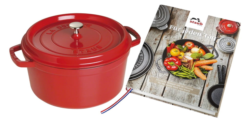 Staub Cocotte Bräter Gusseisen rund 28cm Kirsche