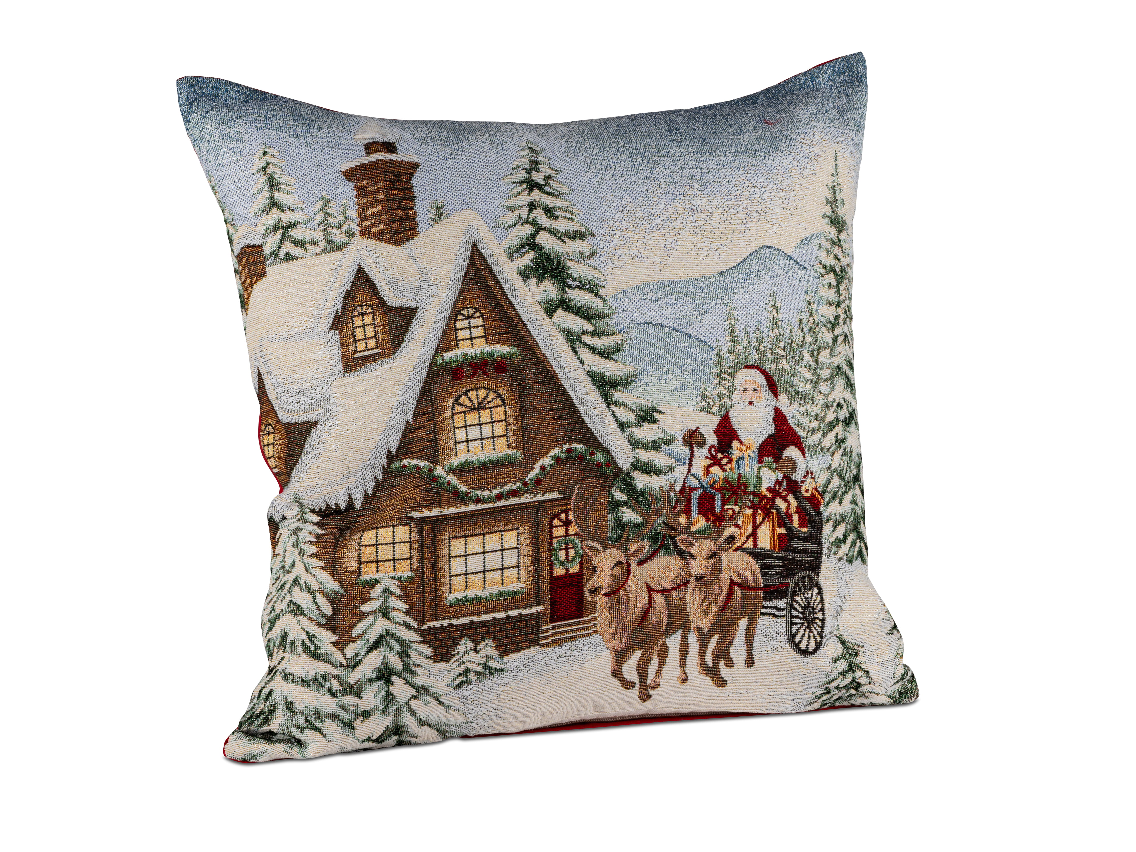 formano Kissen Stickerei Weihnachten / Haus mit Nikolaus 45 x 45 x 15 cm